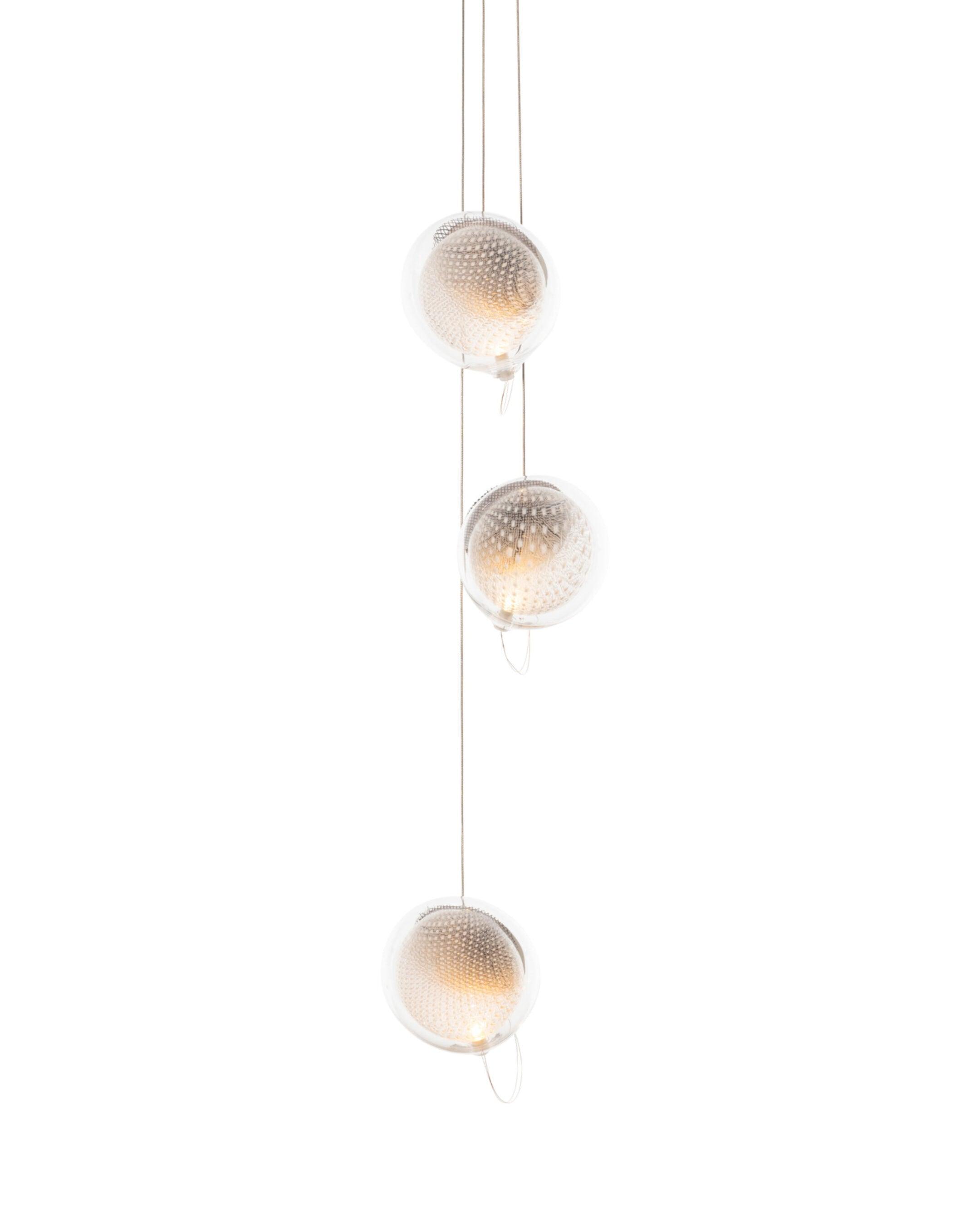Chandelier Mesh Glass Orbs Cluster Metal Frame Modern Minimalist - Letslighting