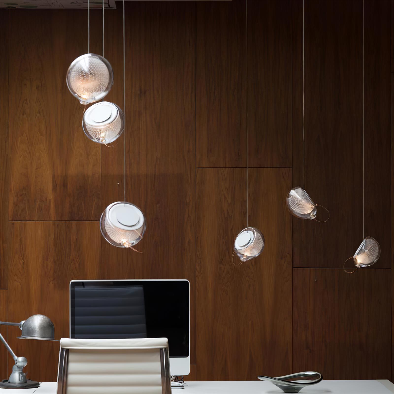 Chandelier Mesh Glass Orbs Cluster Metal Frame Modern Minimalist - Letslighting