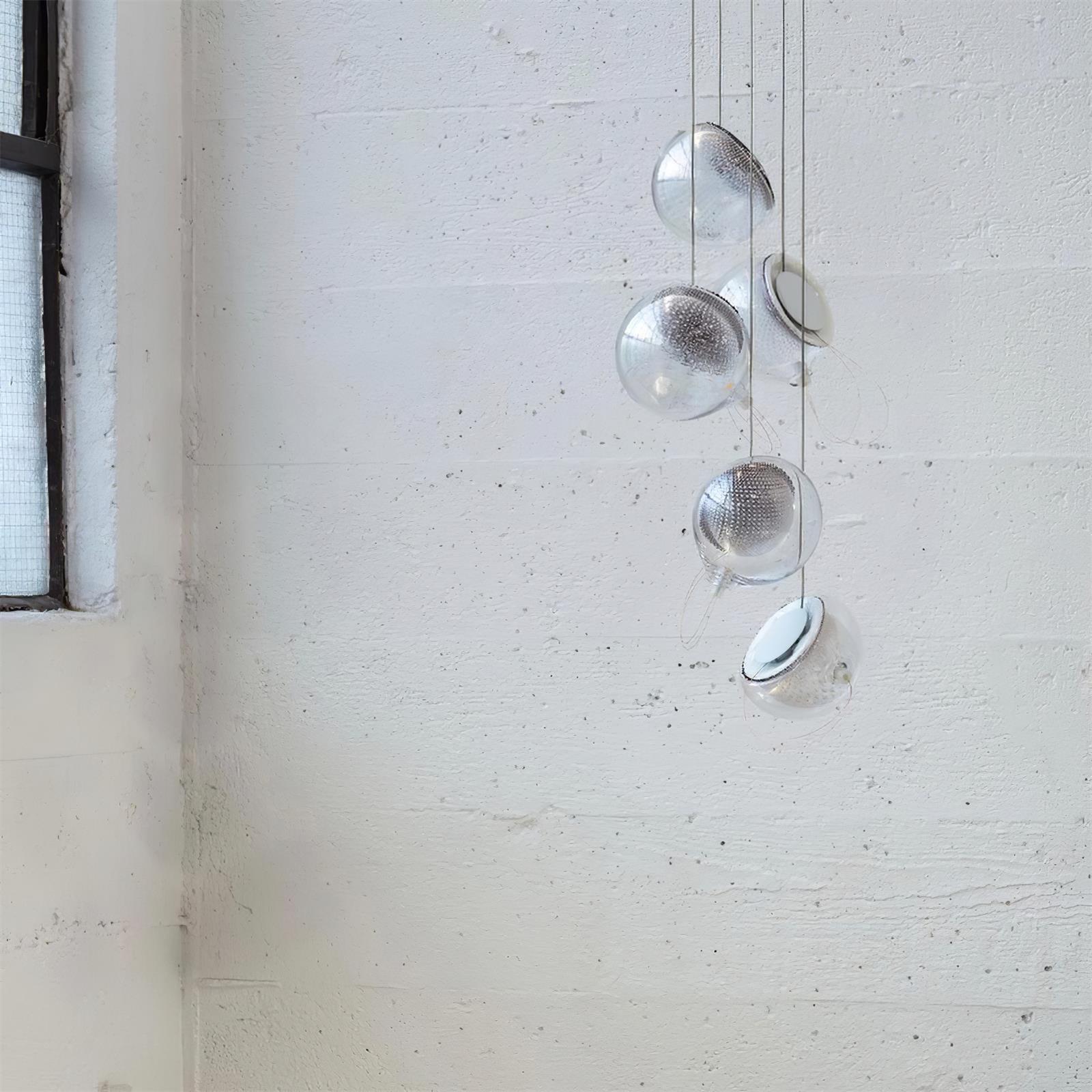 Chandelier Mesh Glass Orbs Cluster Metal Frame Modern Minimalist - Letslighting
