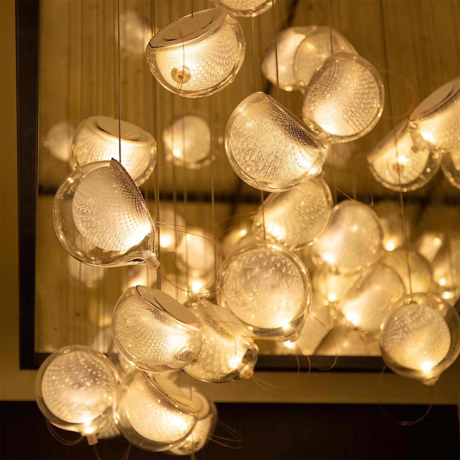 Chandelier Mesh Glass Orbs Cluster Metal Frame Modern Minimalist - Letslighting