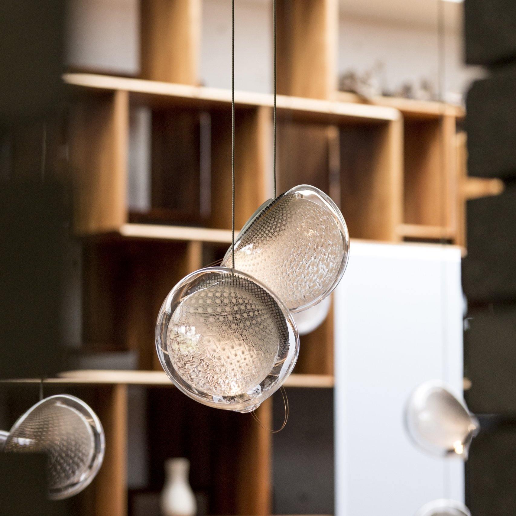 Chandelier Mesh Glass Orbs Cluster Metal Frame Modern Minimalist - Letslighting