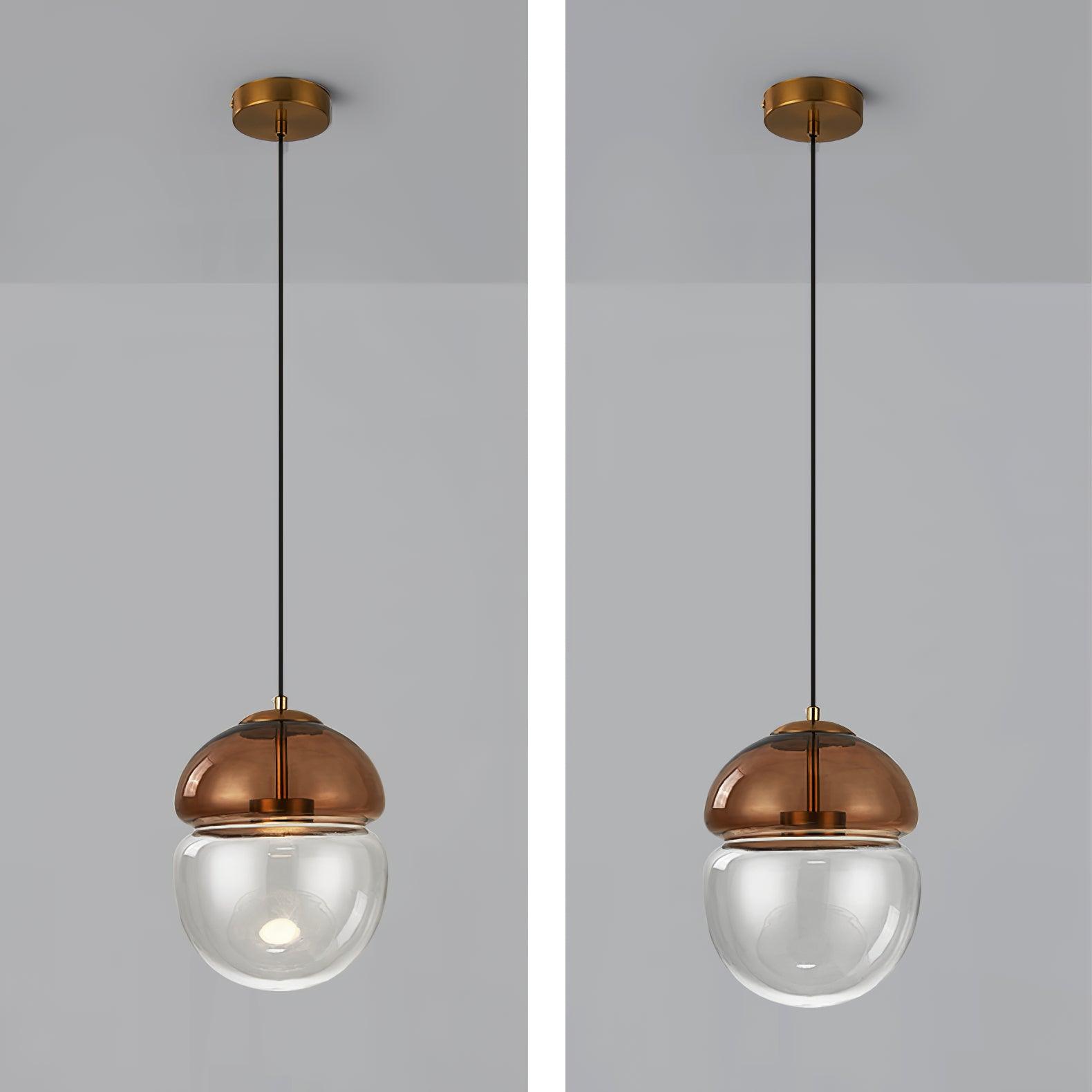 Aged Modern Minimalist Dome Metal Glass Pendant Light - Letslighting