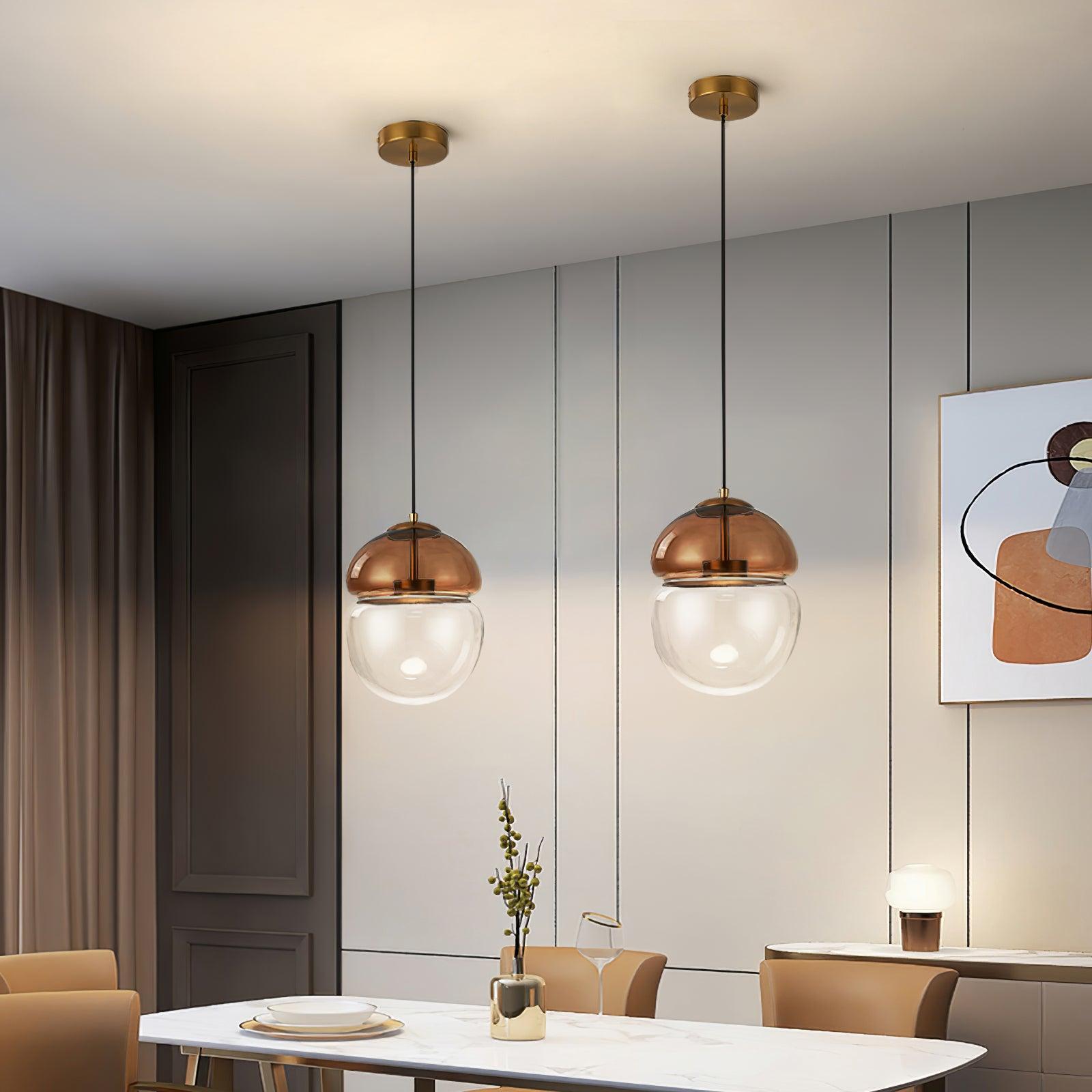 Aged Modern Minimalist Dome Metal Glass Pendant Light - Letslighting
