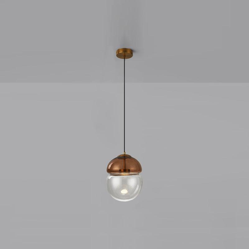 Aged Modern Minimalist Dome Metal Glass Pendant Light - Letslighting