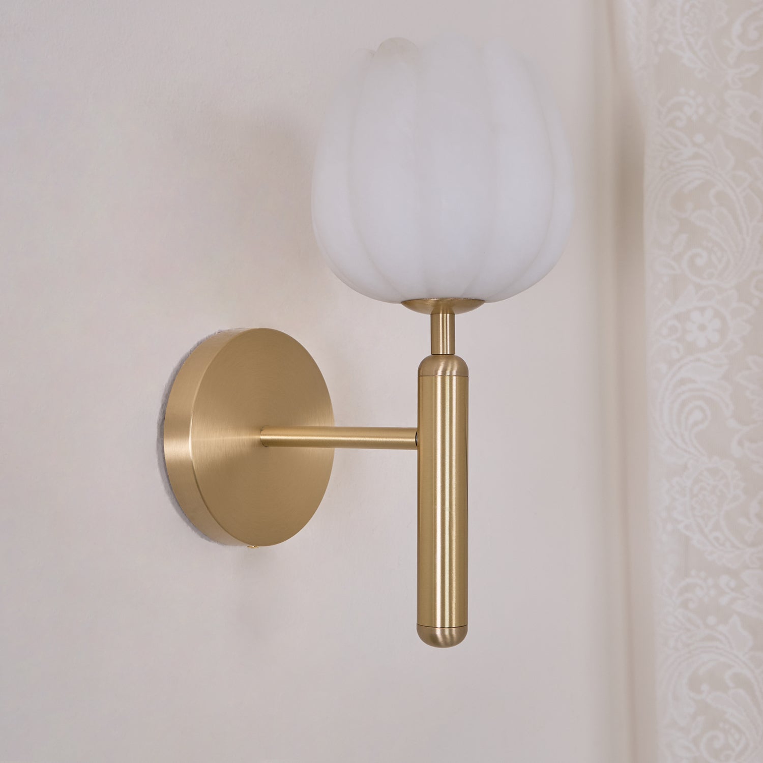 Eurzorion Floral Alabaster Brass Wall Light - Letslighting