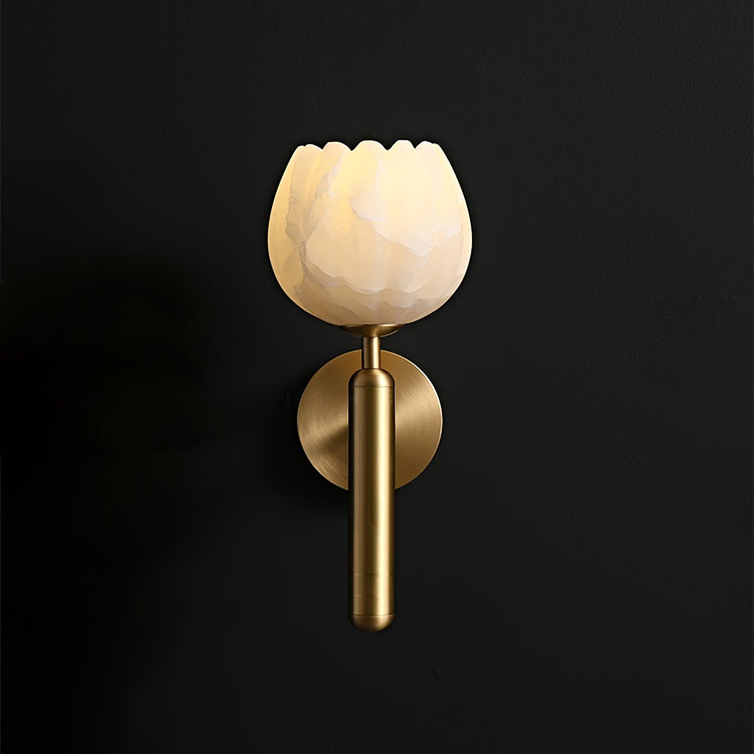 Eurzorion Floral Alabaster Brass Wall Light - Letslighting