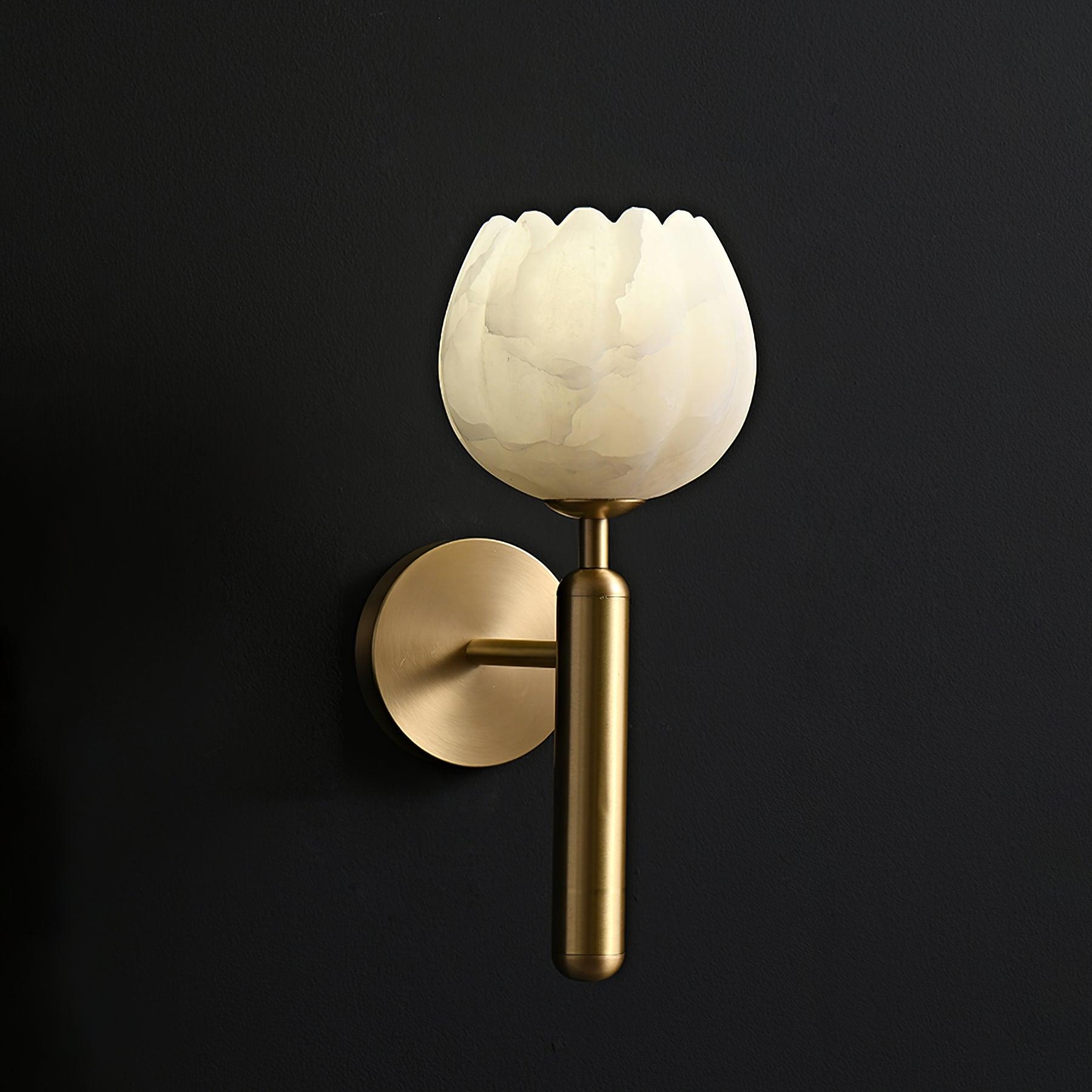 Eurzorion Floral Alabaster Brass Wall Light - Letslighting