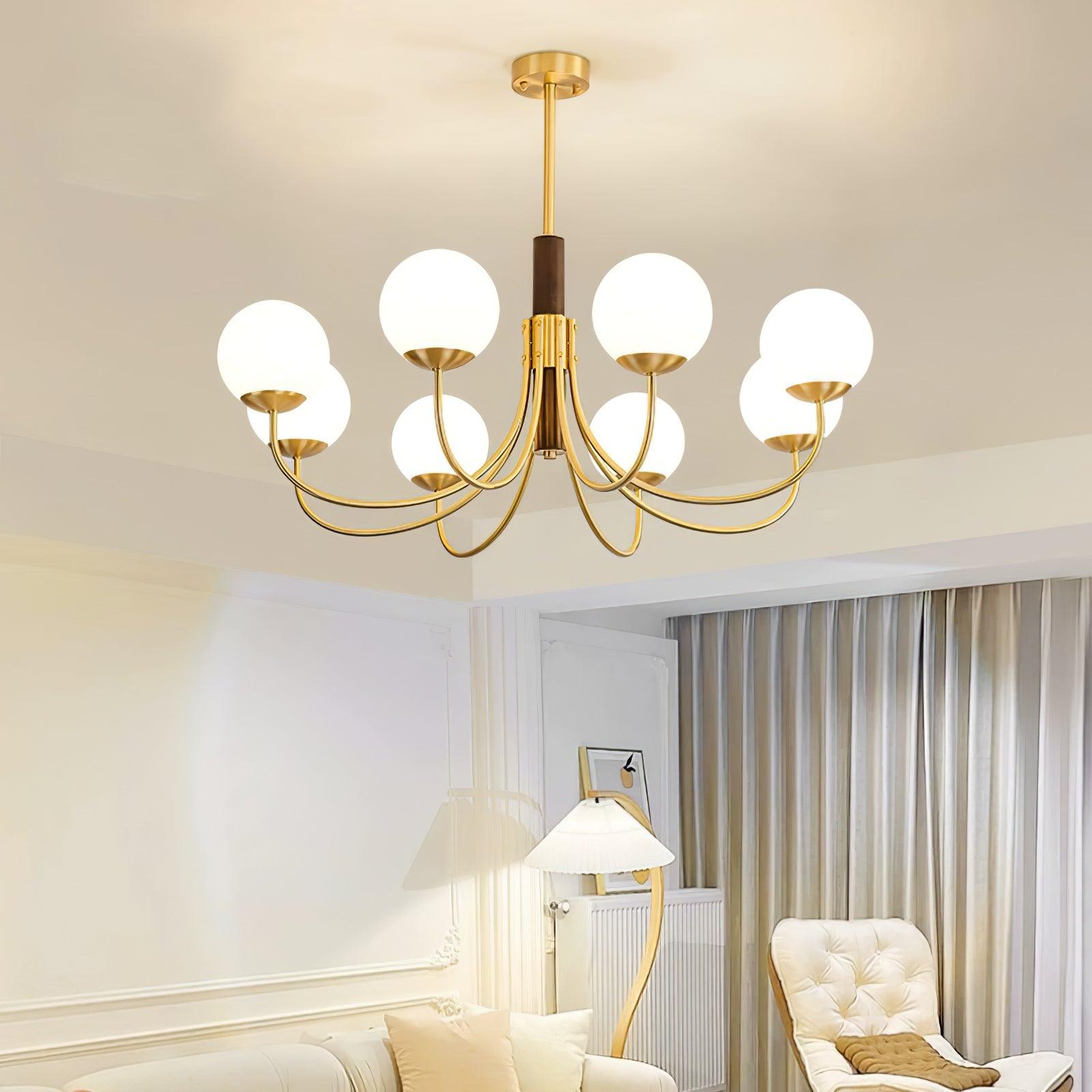 Midas Touch Walnut Sphere Chandelier - Letslighting