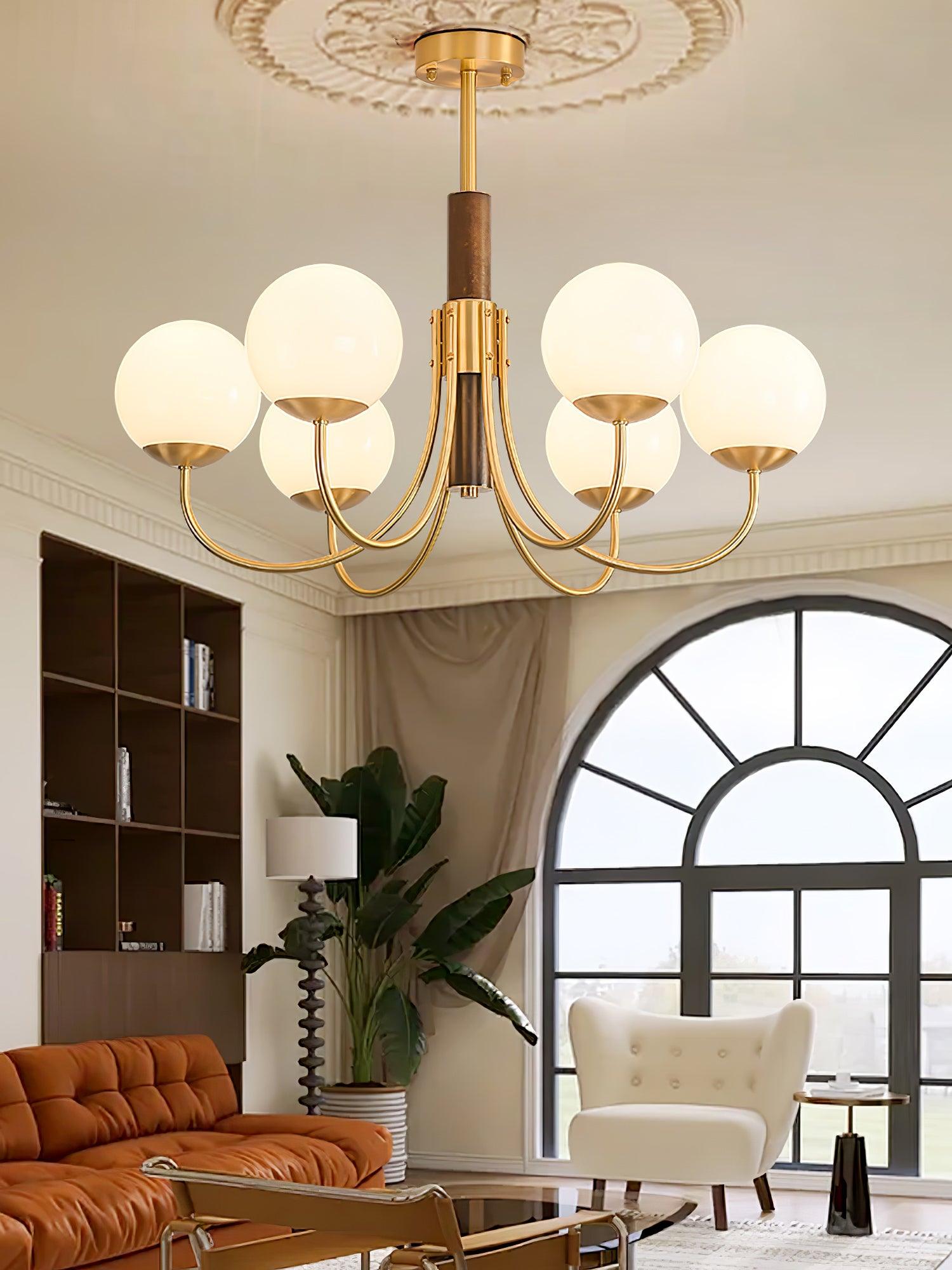 Midas Touch Walnut Sphere Chandelier - Letslighting