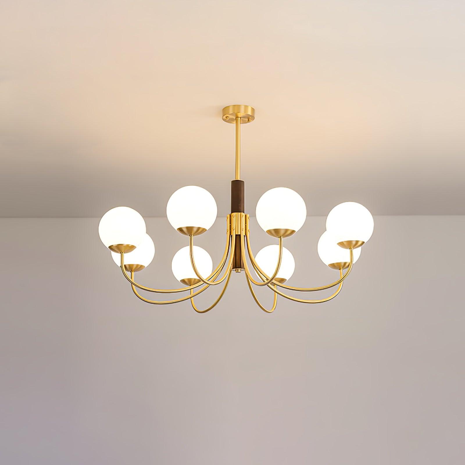 Midas Touch Walnut Sphere Chandelier - Letslighting