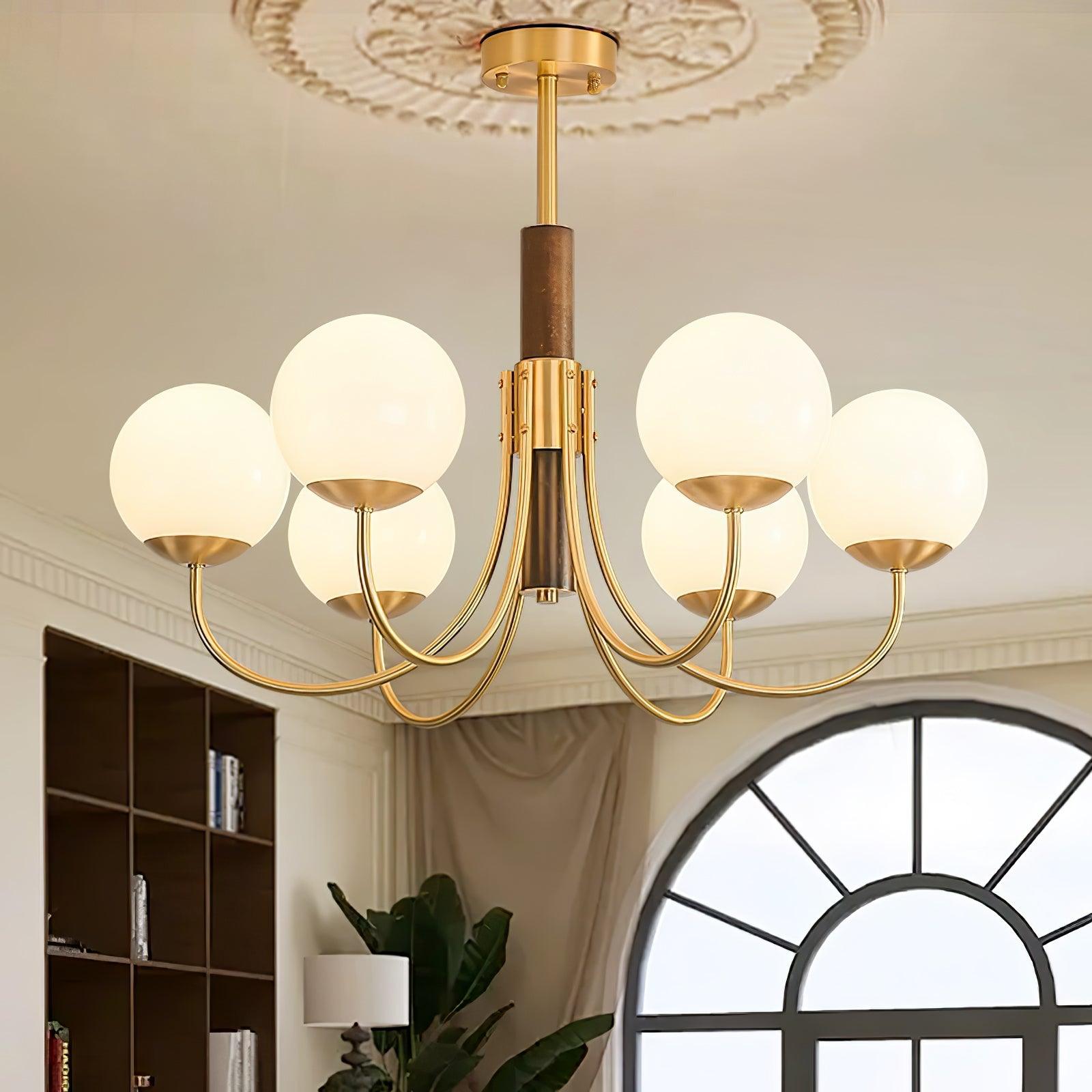 Midas Touch Walnut Sphere Chandelier - Letslighting