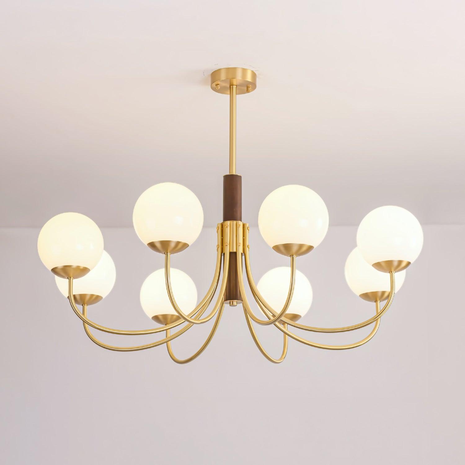 Midas Touch Walnut Sphere Chandelier - Letslighting