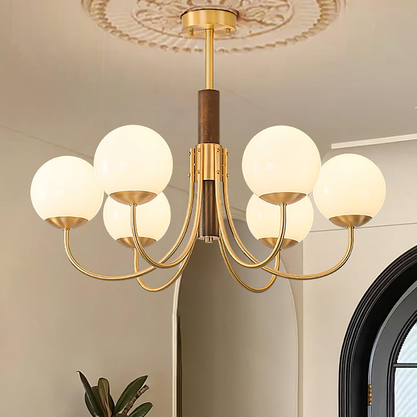 Midas Touch Walnut Sphere Chandelier - Letslighting
