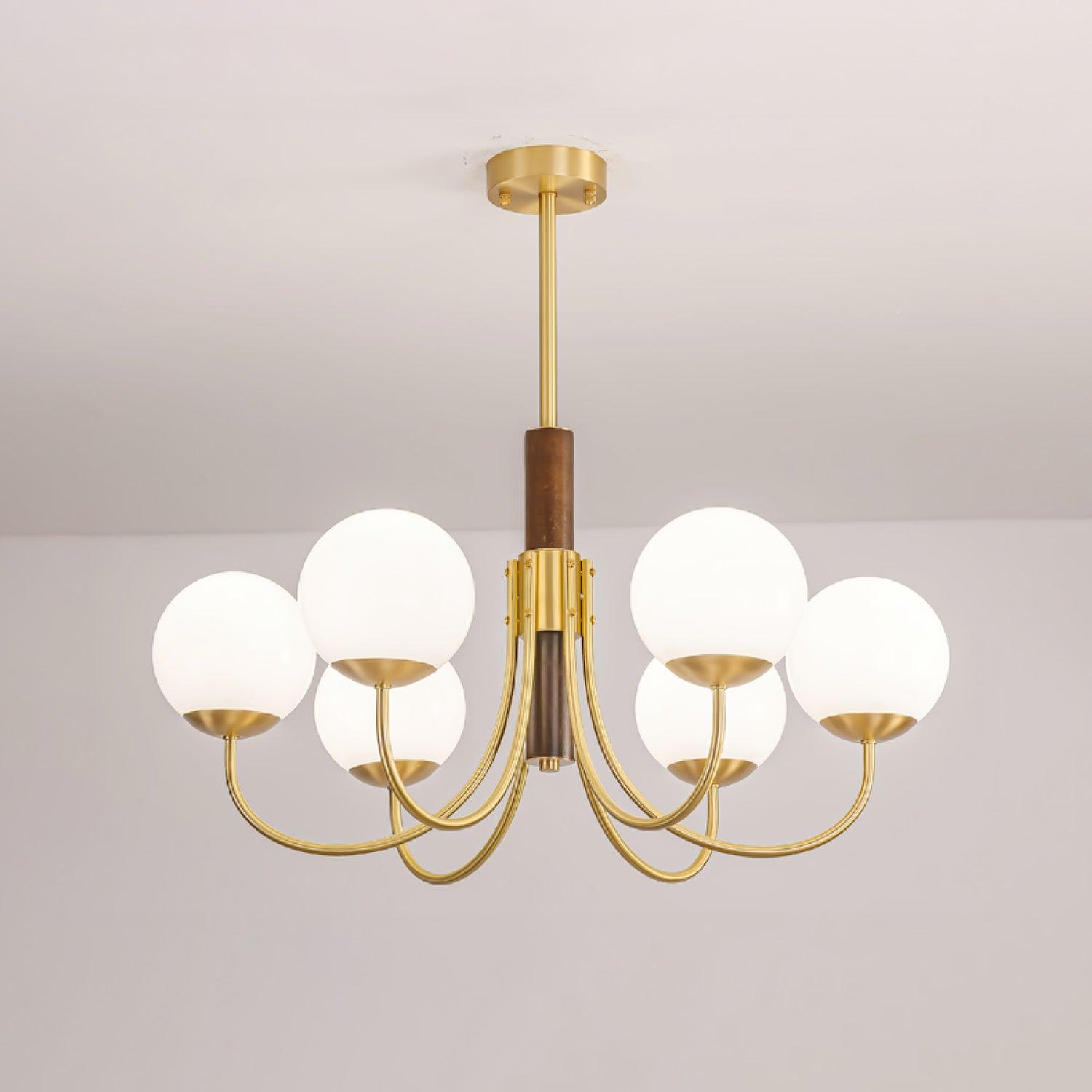Midas Touch Walnut Sphere Chandelier - Letslighting