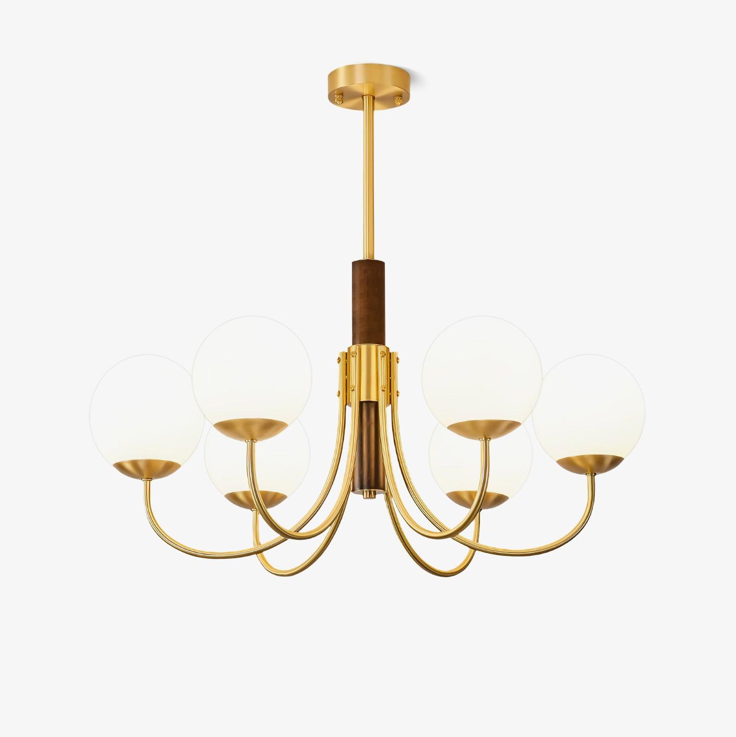Midas Touch Walnut Sphere Chandelier - Letslighting