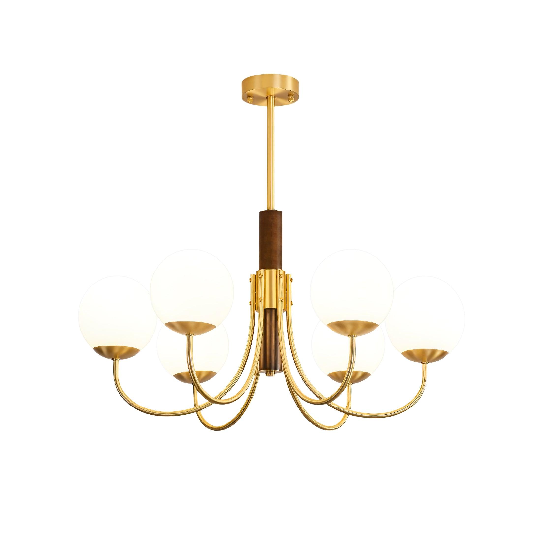 Midas Touch Walnut Sphere Chandelier - Letslighting