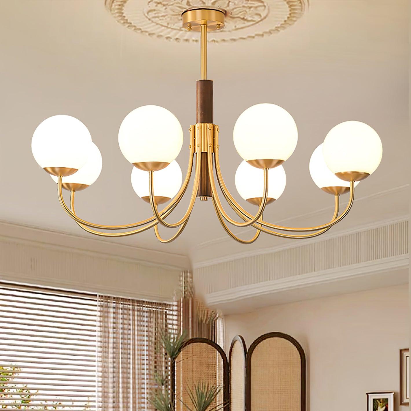 Midas Touch Walnut Sphere Chandelier - Letslighting
