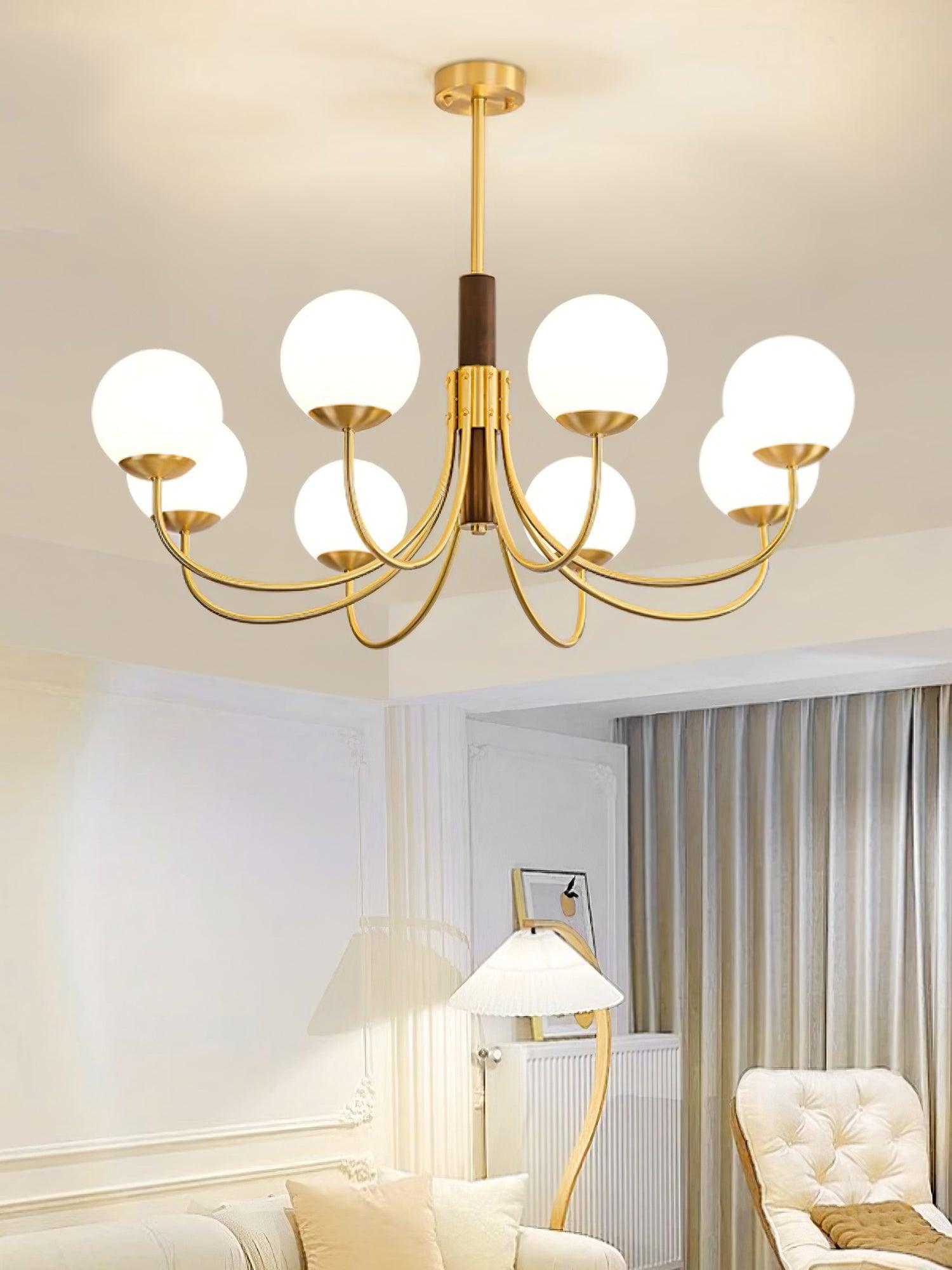 Midas Touch Walnut Sphere Chandelier - Letslighting