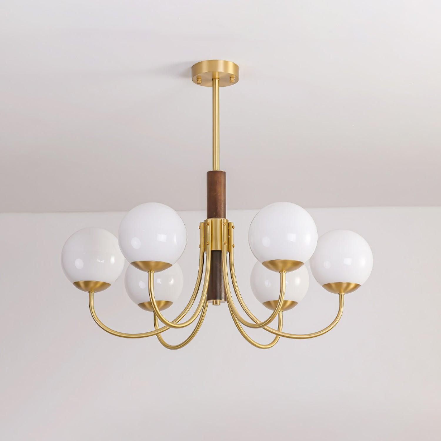 Midas Touch Walnut Sphere Chandelier - Letslighting