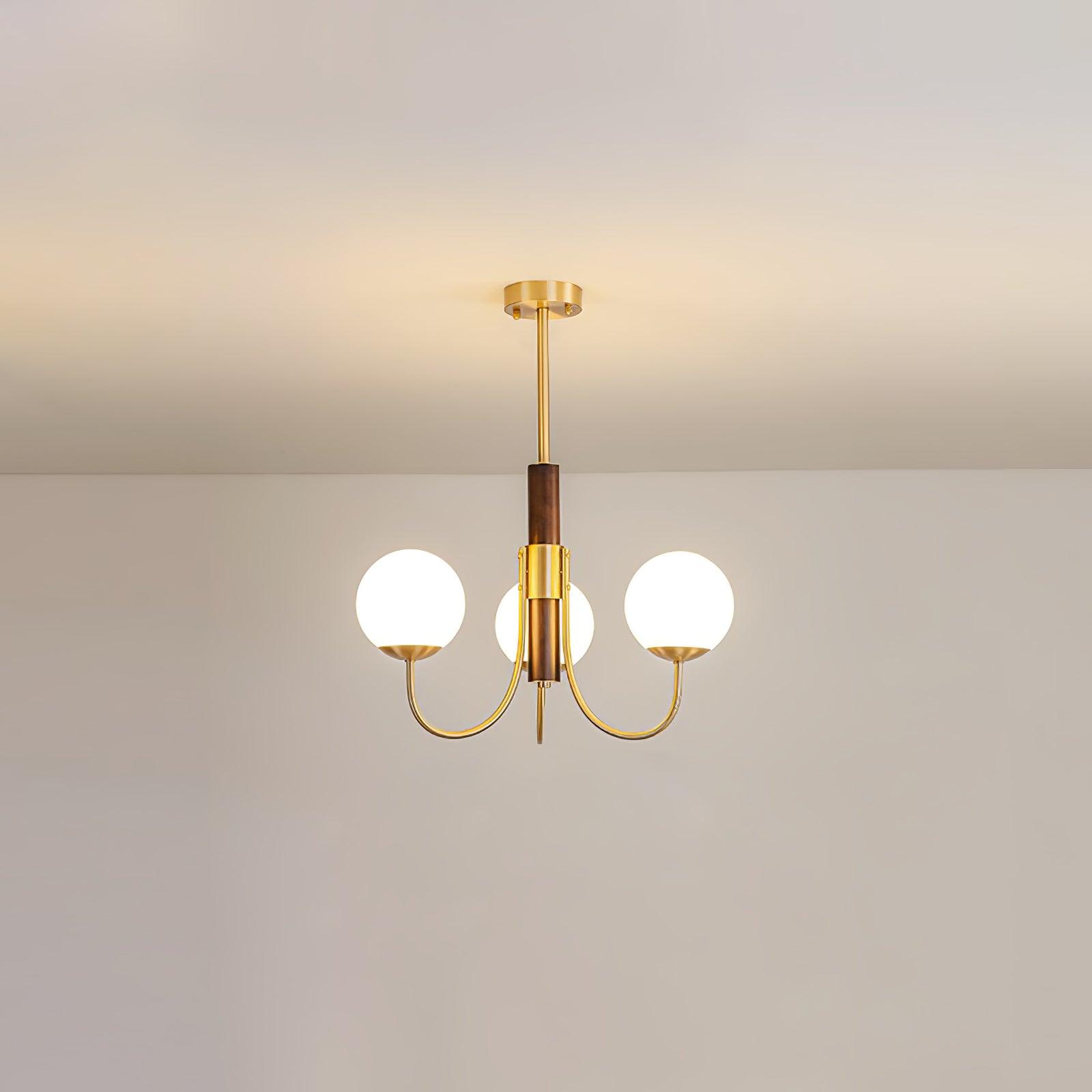 Midas Touch Walnut Sphere Chandelier - Letslighting