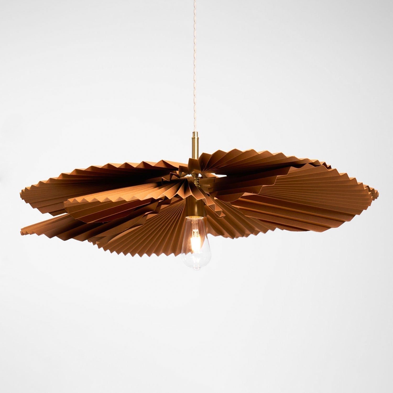 Pendant Light with Pleated Kraft Paper Petal Shade - Letslighting