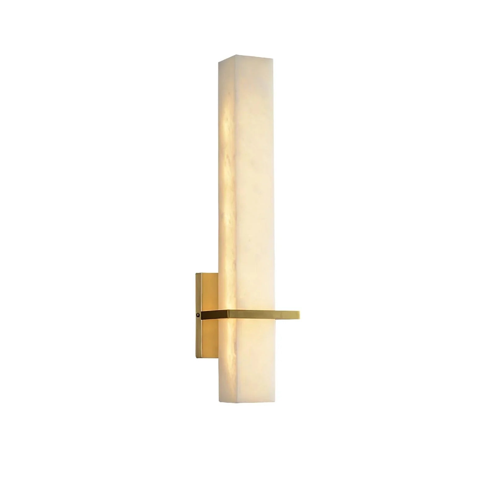 Ritta Wall Lamp White Alabaster Brass Modern Cuboid