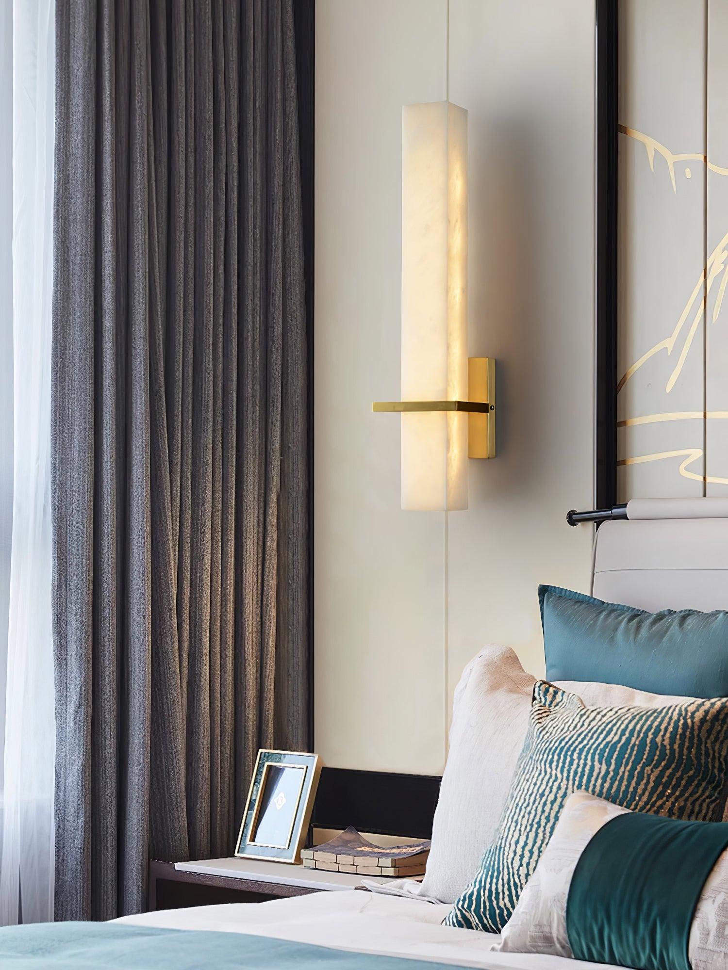 Luste Alabaster Wall Sconce Brass Band Shape - Letslighting