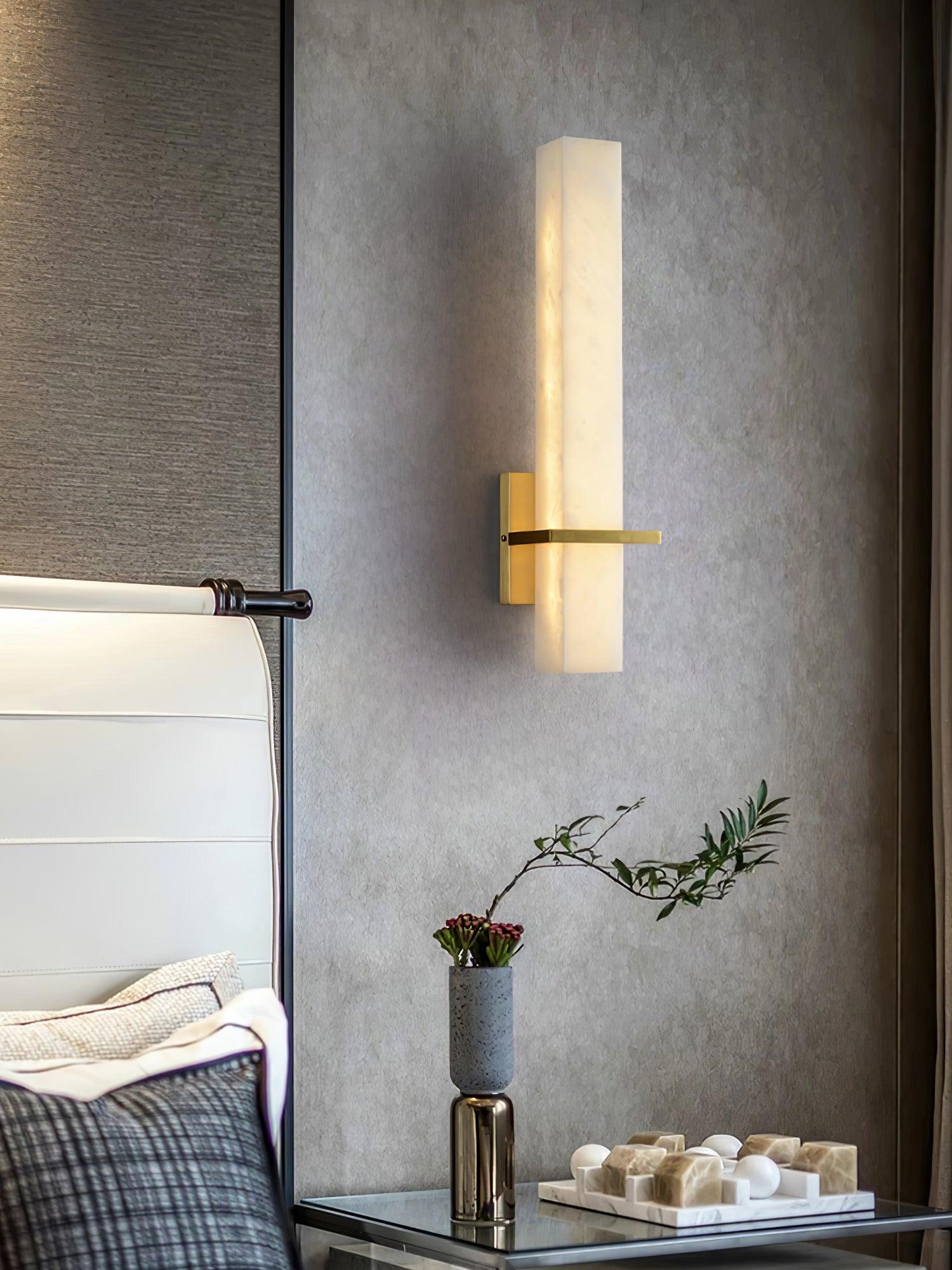 Luste Alabaster Wall Sconce Brass Band Shape - Letslighting