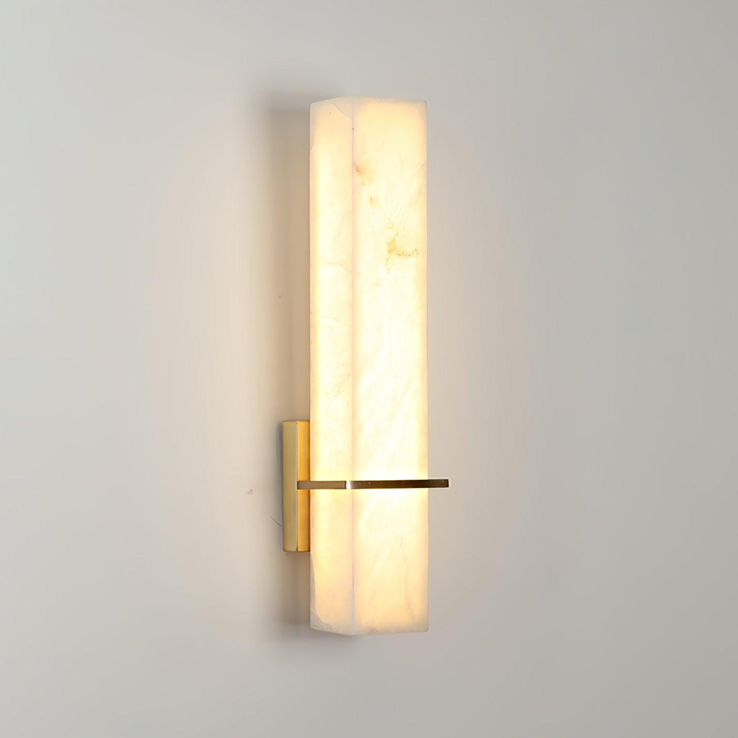 Ritta Wall Lamp White Alabaster Brass Modern Cuboid