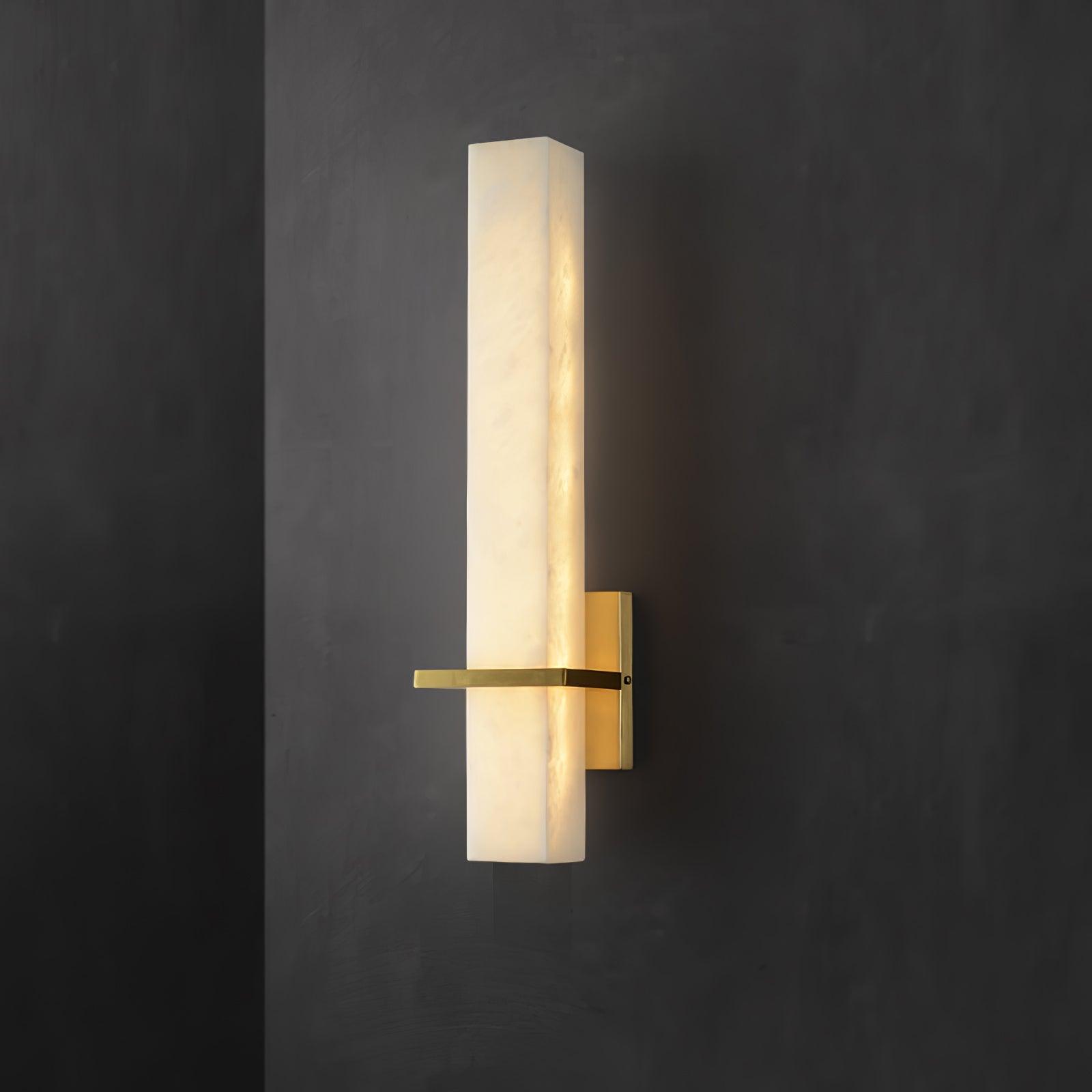 Ritta Wall Lamp White Alabaster Brass Modern Cuboid