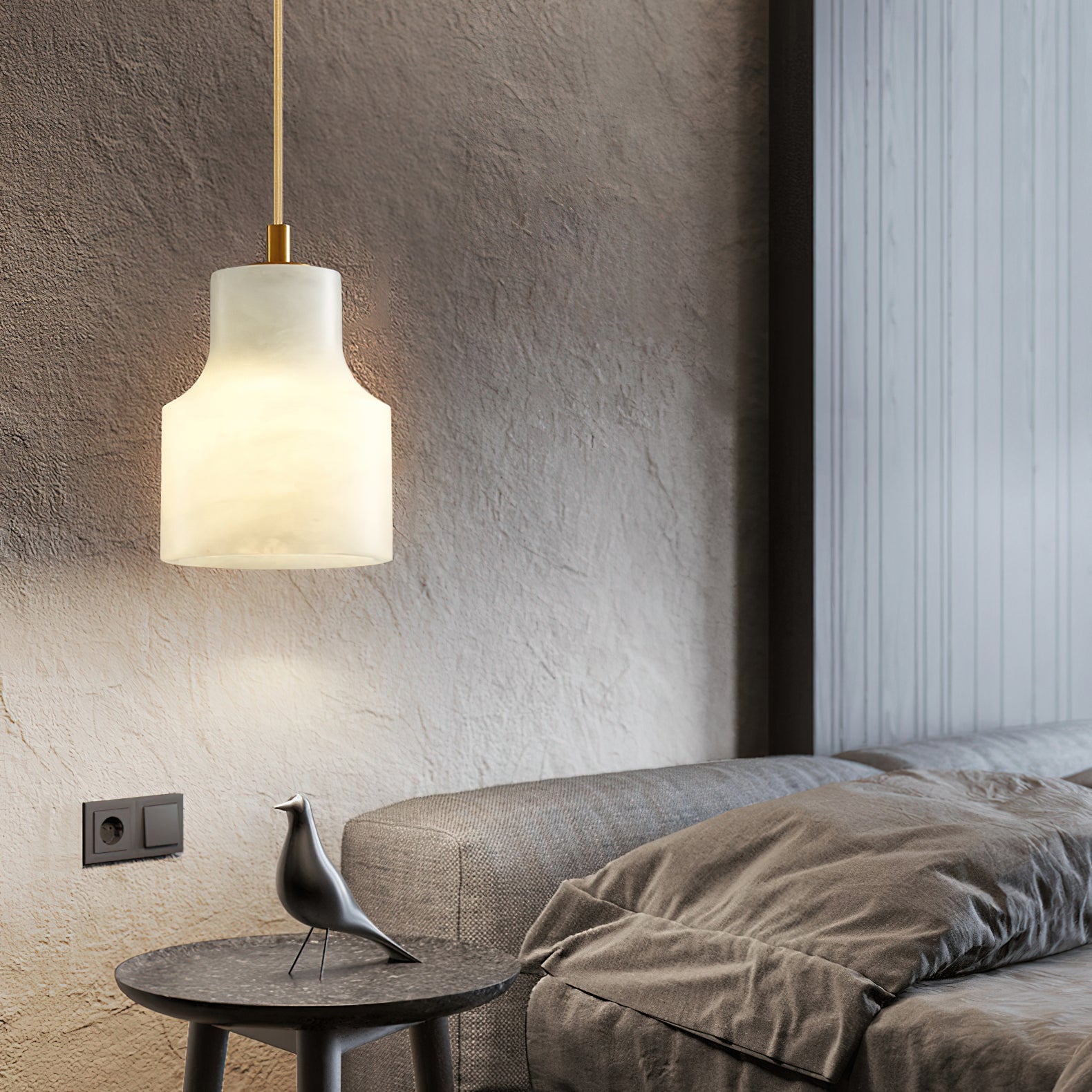 Ritta Alabaster Pendant Light Brass Luxurious