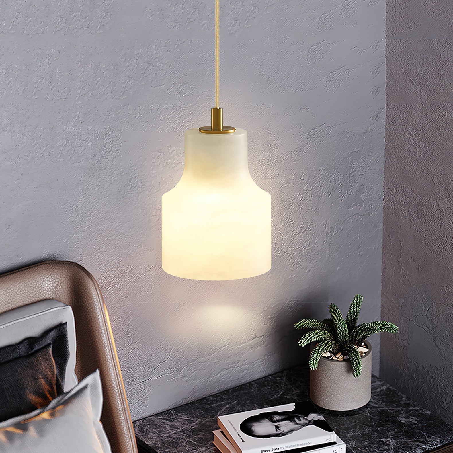 Ritta Alabaster Pendant Light Brass Luxurious
