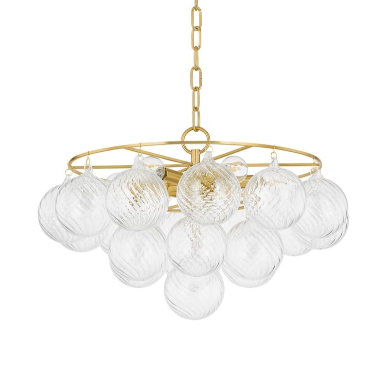 Aurora Chandelier Clear Glass Globe Aged Brass Elegant - Letslighting