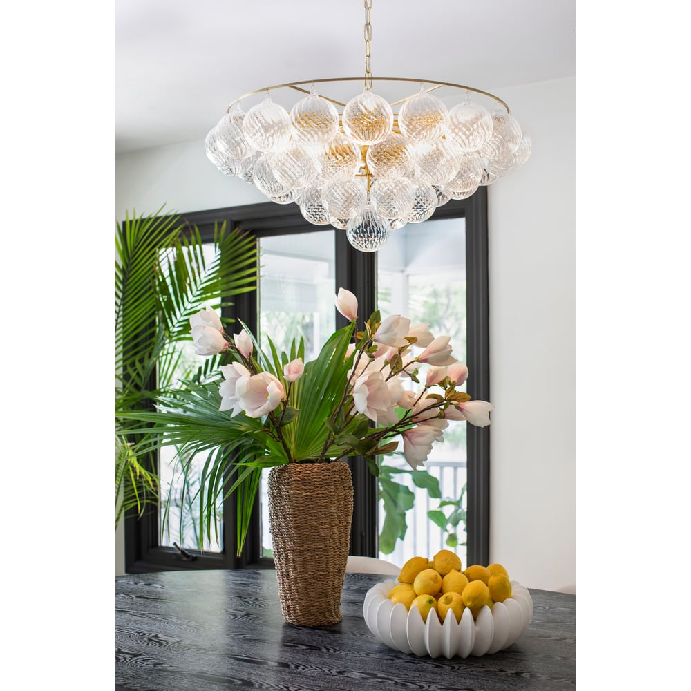 Aurora Chandelier Clear Glass Globe Aged Brass Elegant - Letslighting