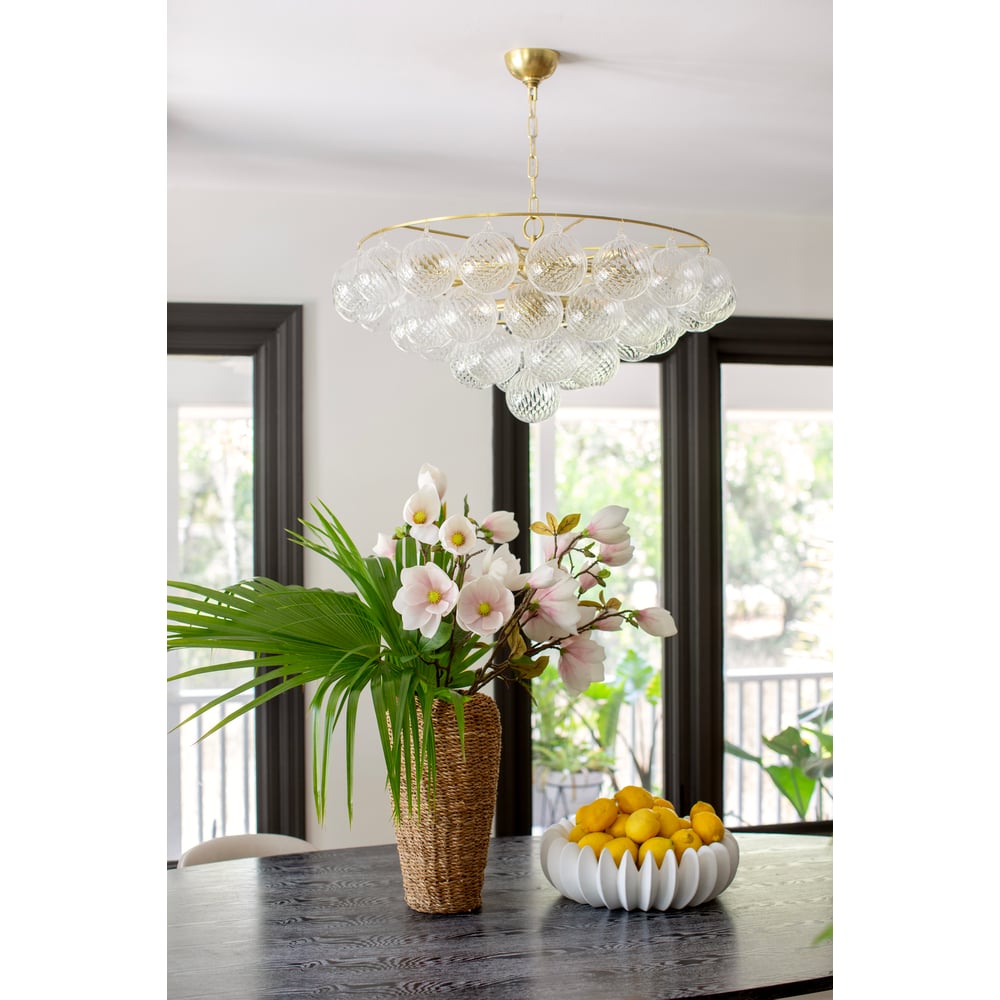 Aurora Chandelier Clear Glass Globe Aged Brass Elegant - Letslighting