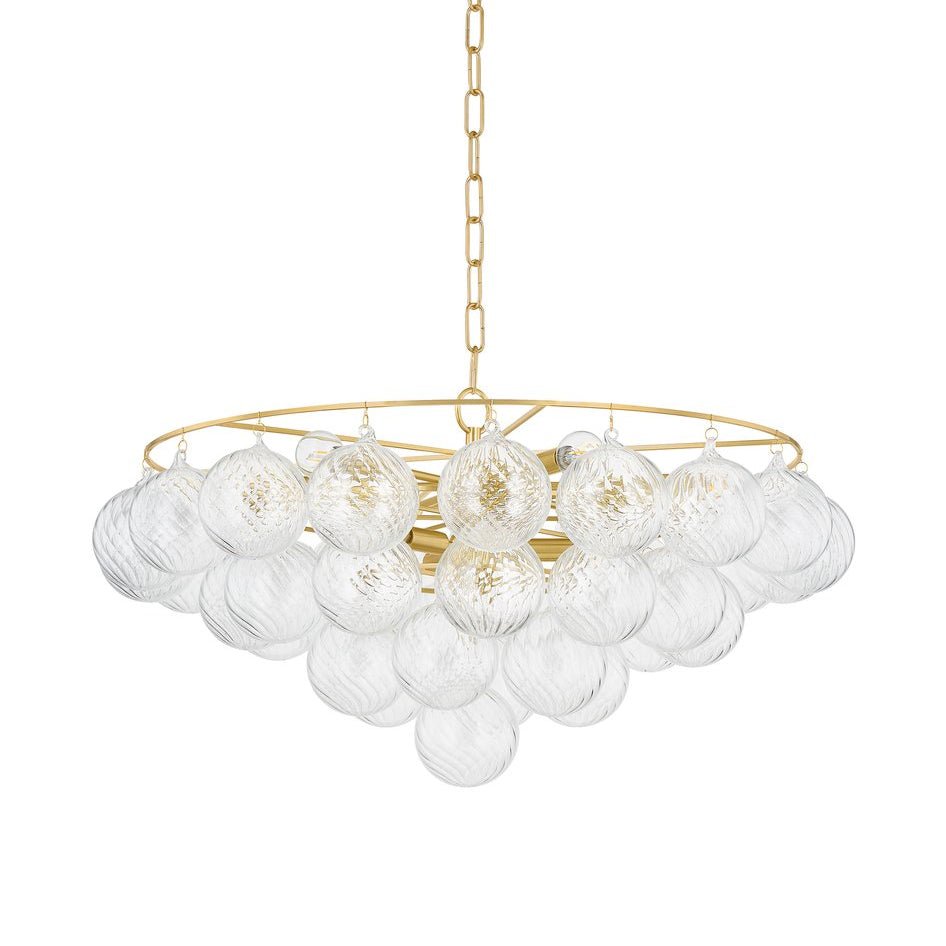 Aurora Chandelier Clear Glass Globe Aged Brass Elegant - Letslighting