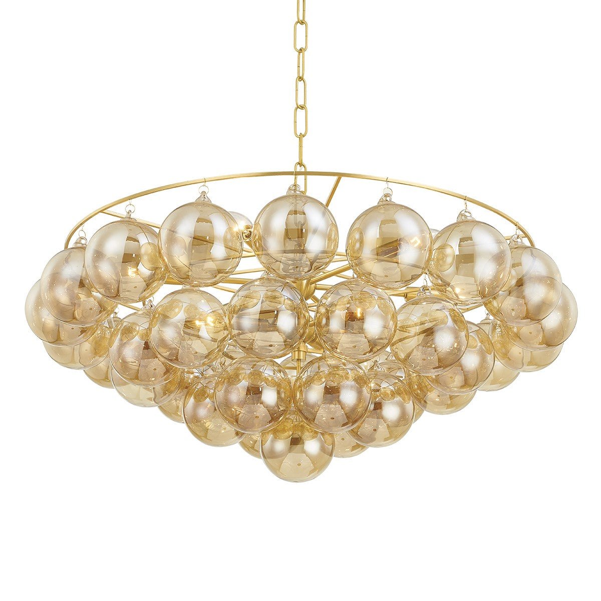 Aurora Chandelier Clear Glass Globe Aged Brass Elegant - Letslighting