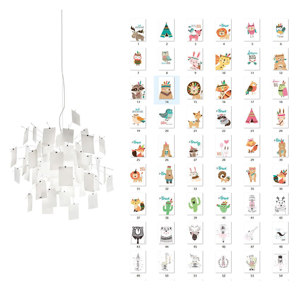 Chandelier Paper and Metal Colorful White Cards Whimsical Modern - Letslighting