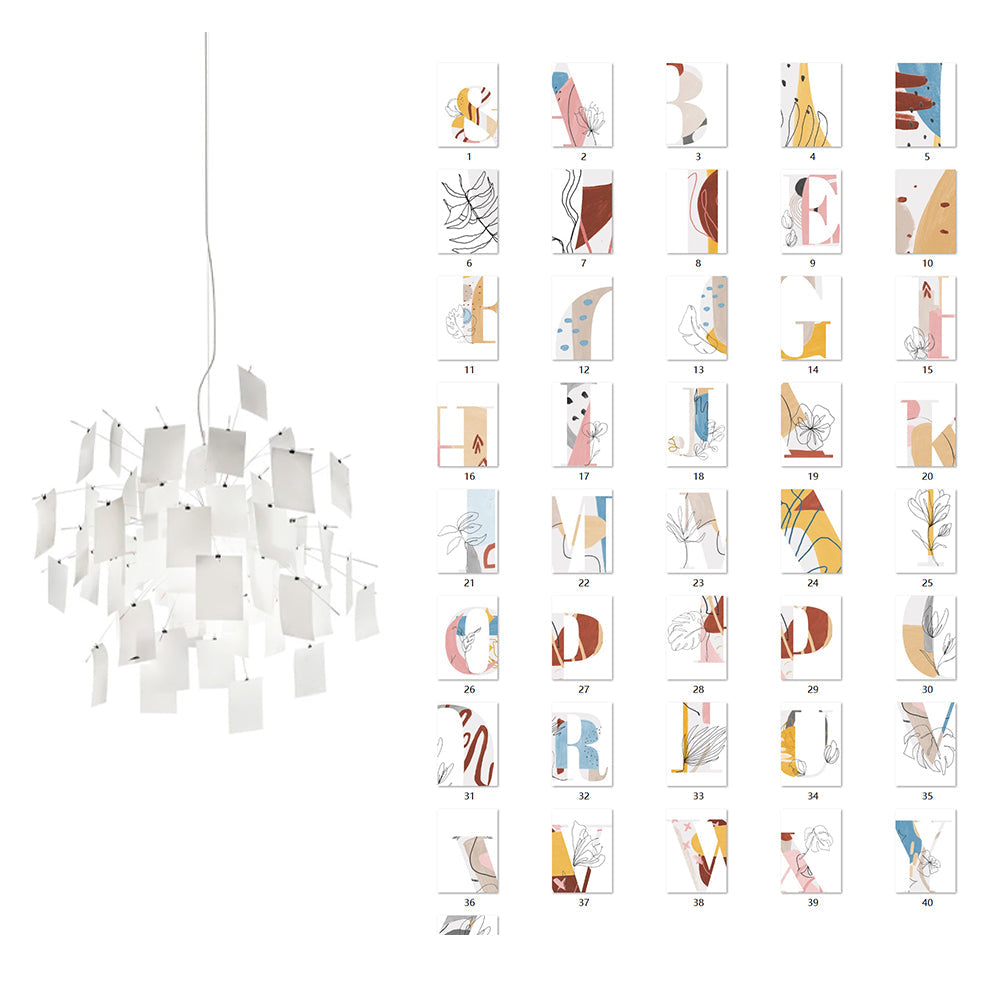 Chandelier Paper and Metal Colorful White Cards Whimsical Modern - Letslighting