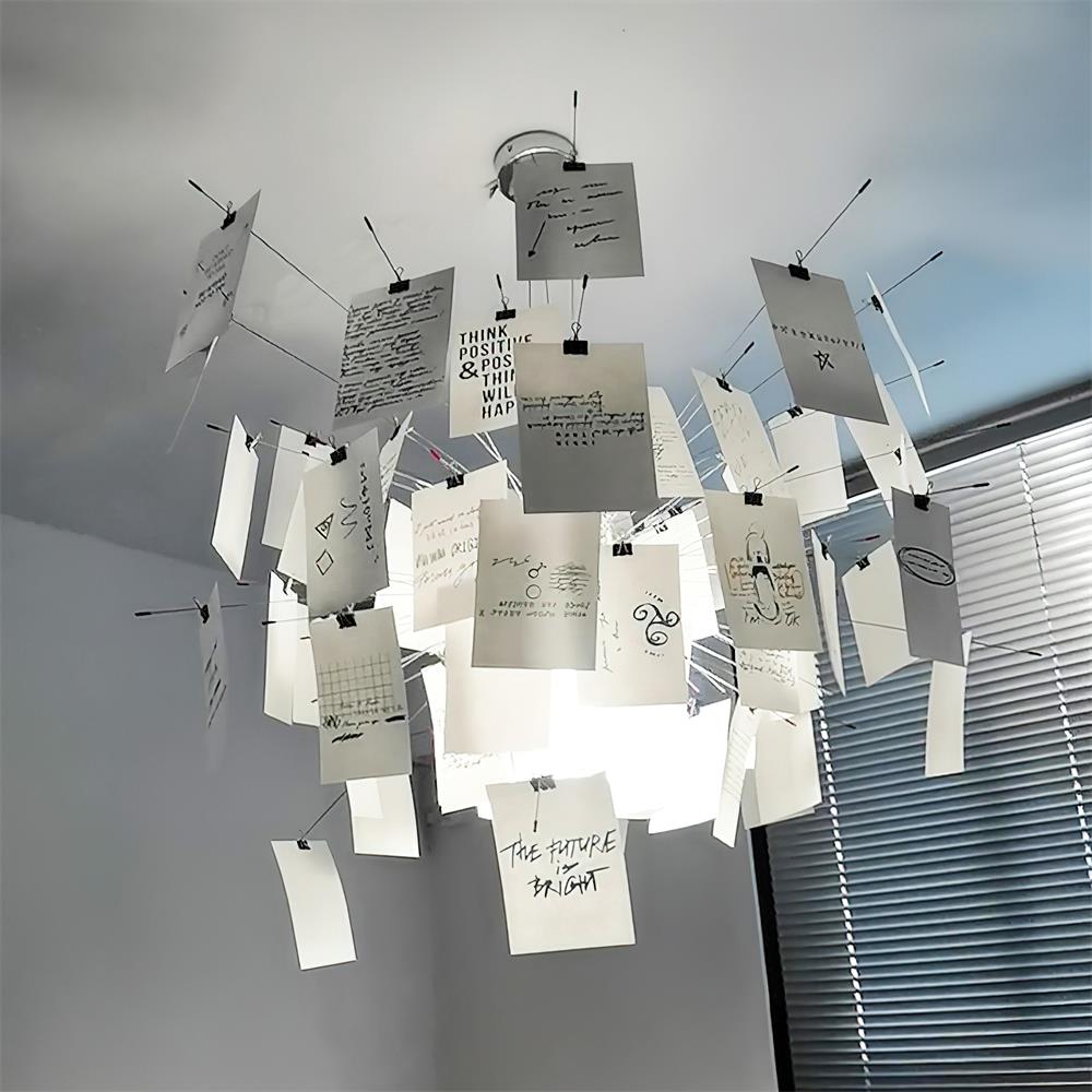 Chandelier Paper and Metal Colorful White Cards Whimsical Modern - Letslighting