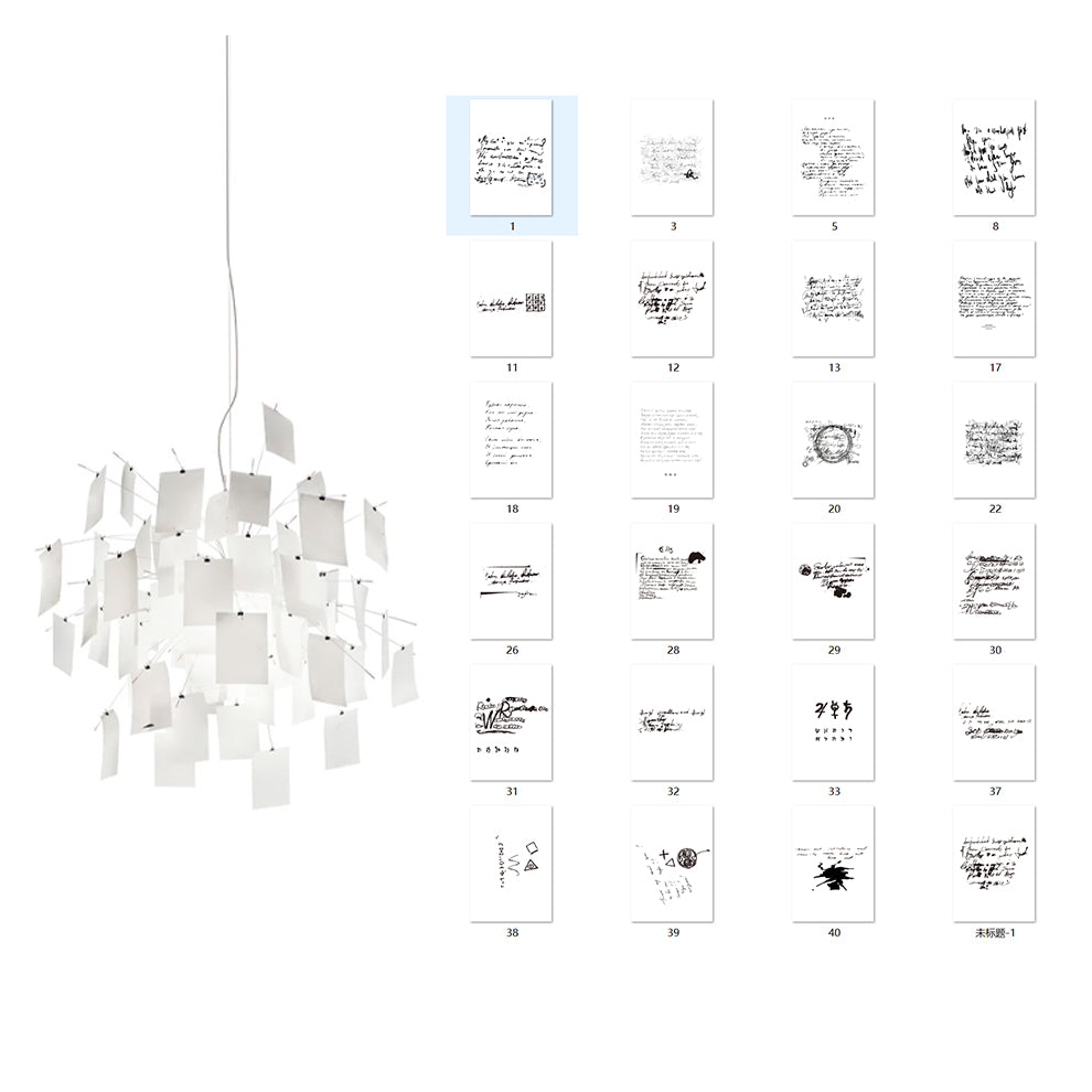Chandelier Paper and Metal Colorful White Cards Whimsical Modern - Letslighting