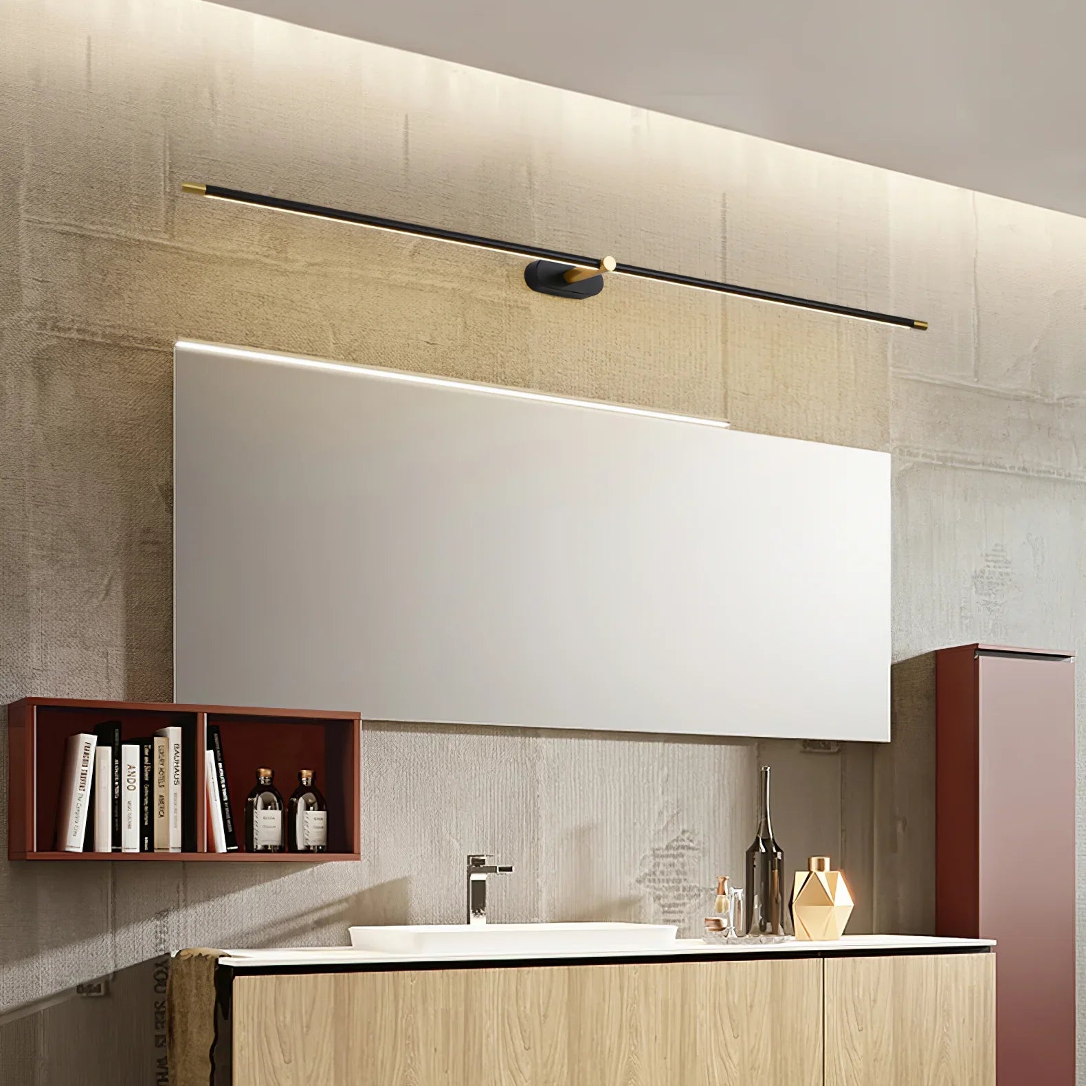Arisha Lámpara de Pared Lineal Minimalista en Dorado y Negro