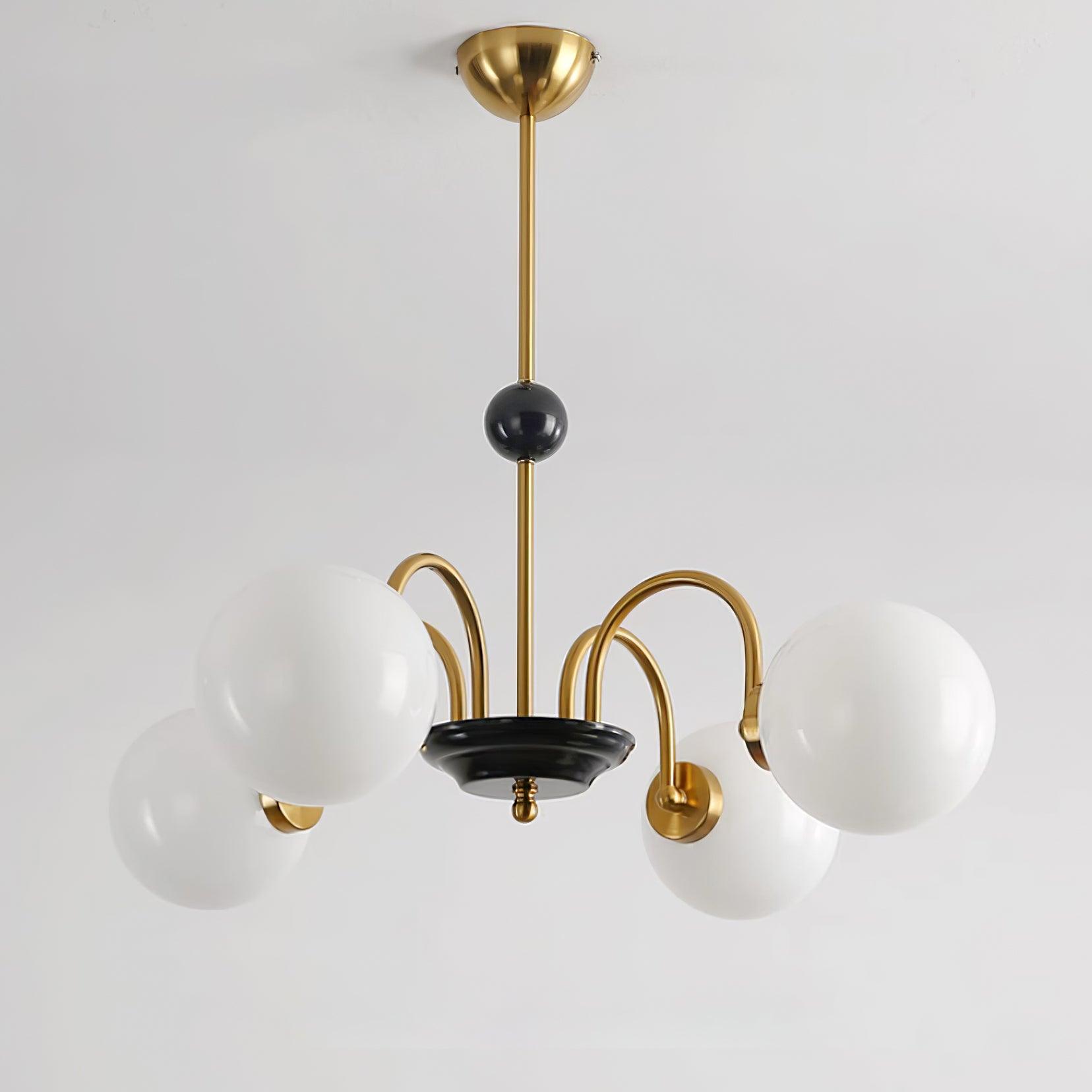 Chandelier Curved Arms Globe Shades Modern Retro Style Dining - Letslighting