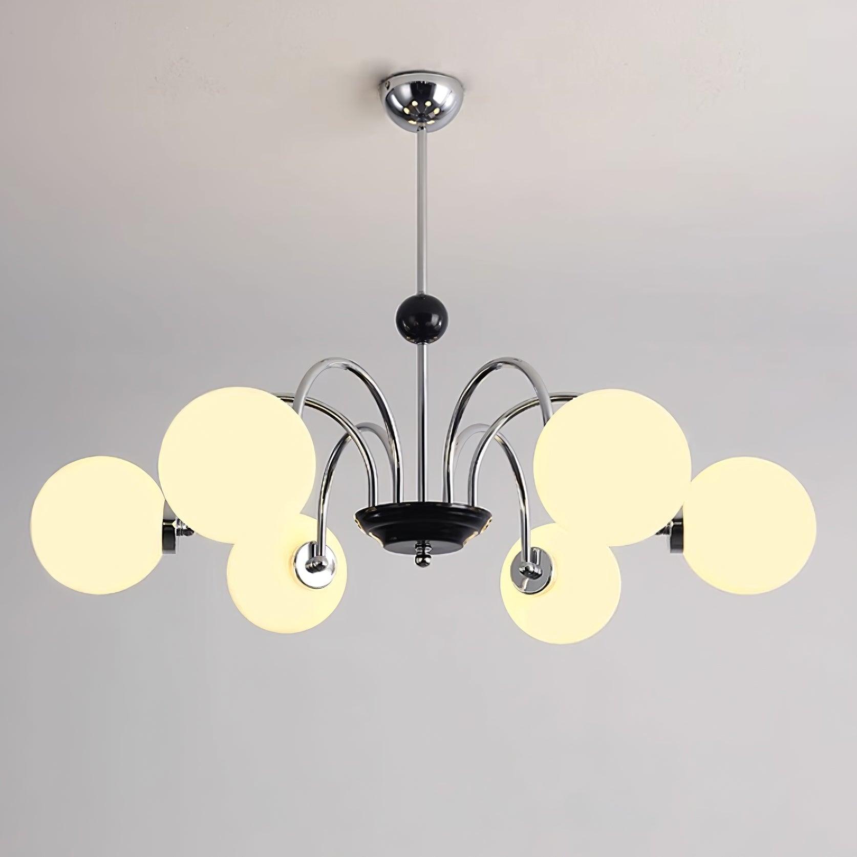 Chandelier Curved Arms Globe Shades Modern Retro Style Dining - Letslighting