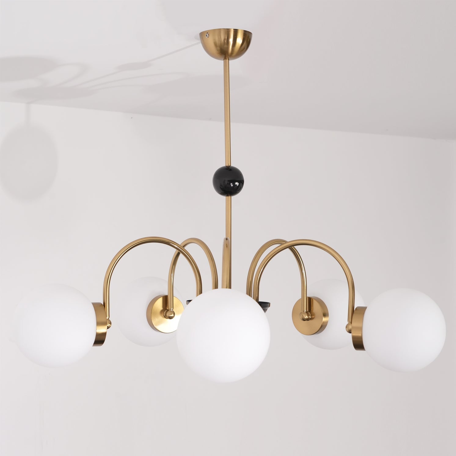 Chandelier Curved Arms Globe Shades Modern Retro Style Dining - Letslighting
