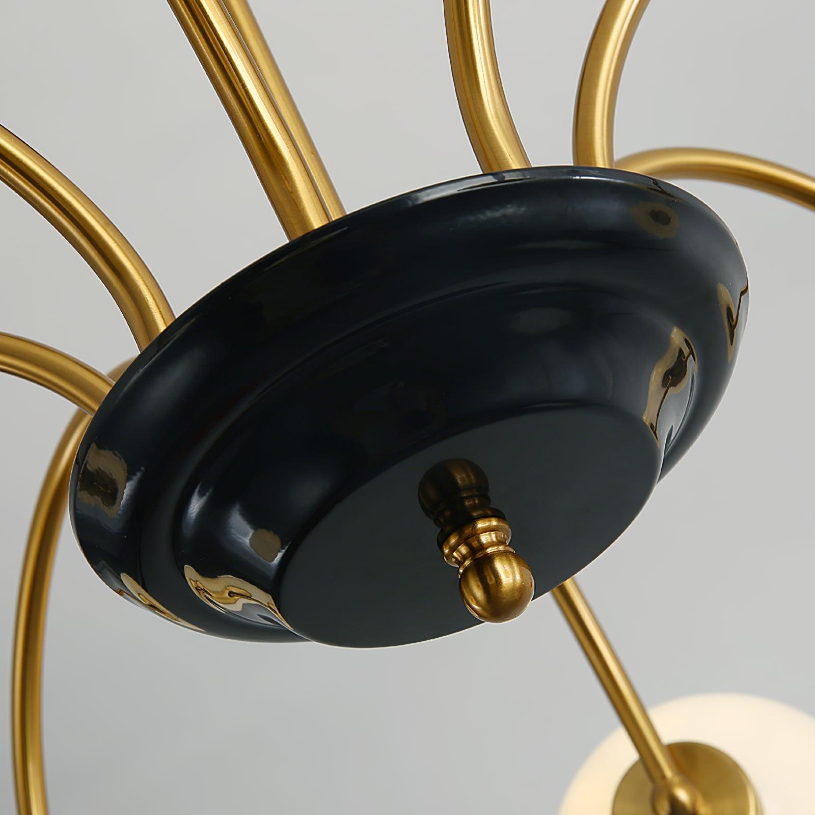 Chandelier Curved Arms Globe Shades Modern Retro Style Dining - Letslighting