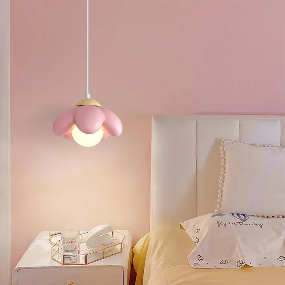 Valentina Moderna Flor LED Lámpara Colgante Rosa Dormitorio