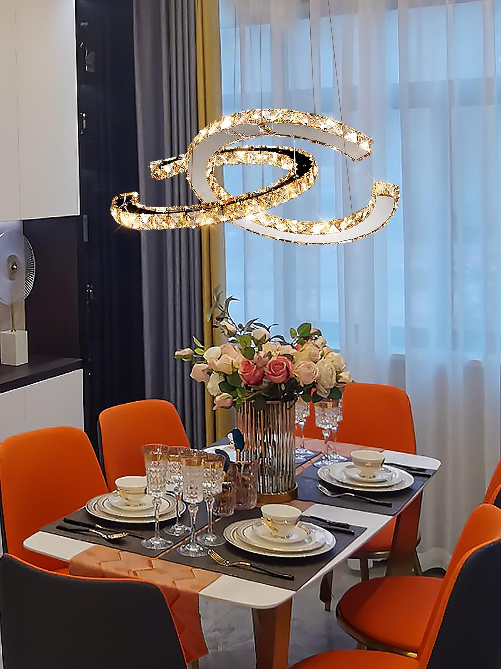 Modern Crystal Double C Chandelier - Letslighting