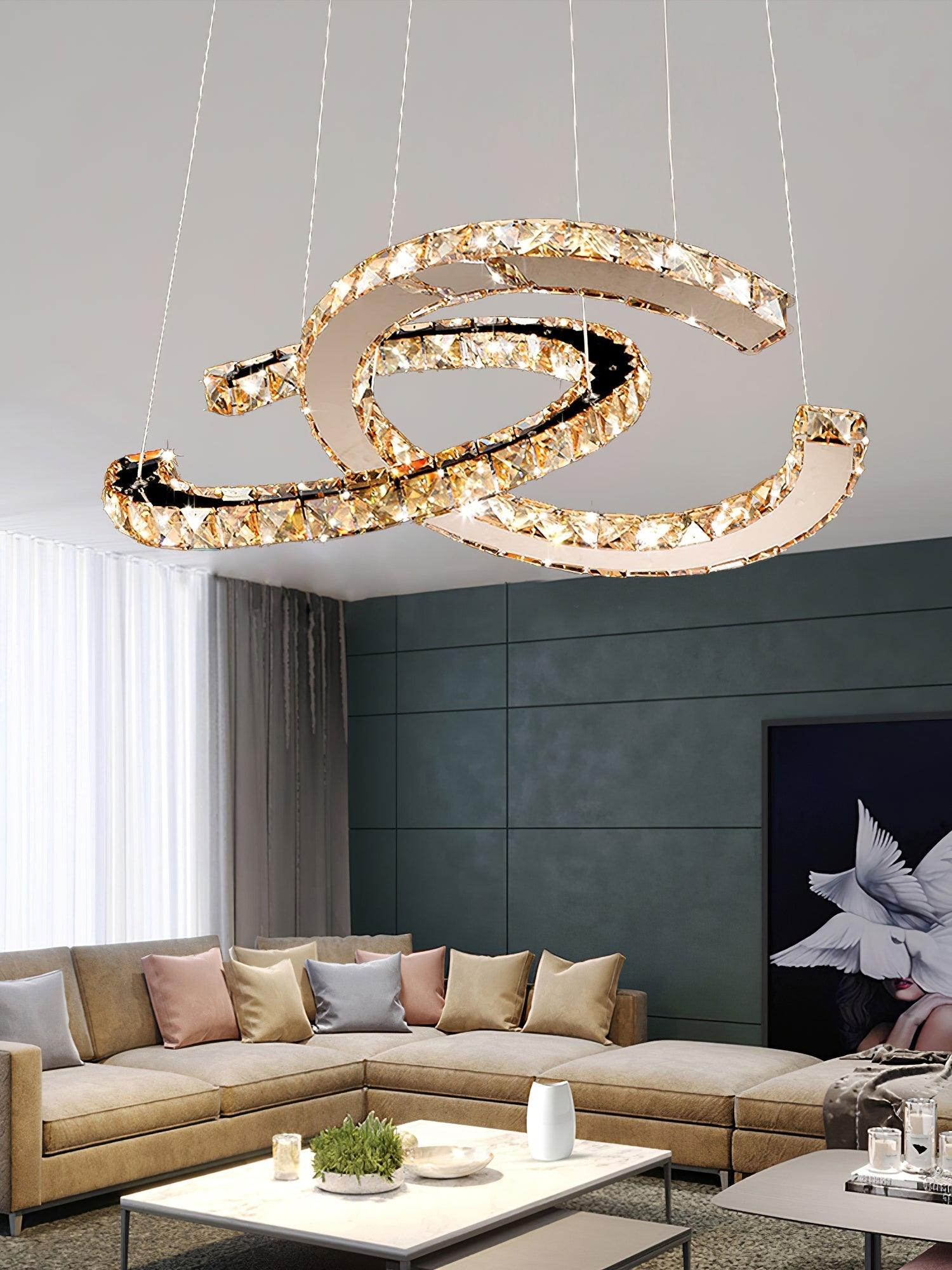 Modern Crystal Double C Chandelier - Letslighting