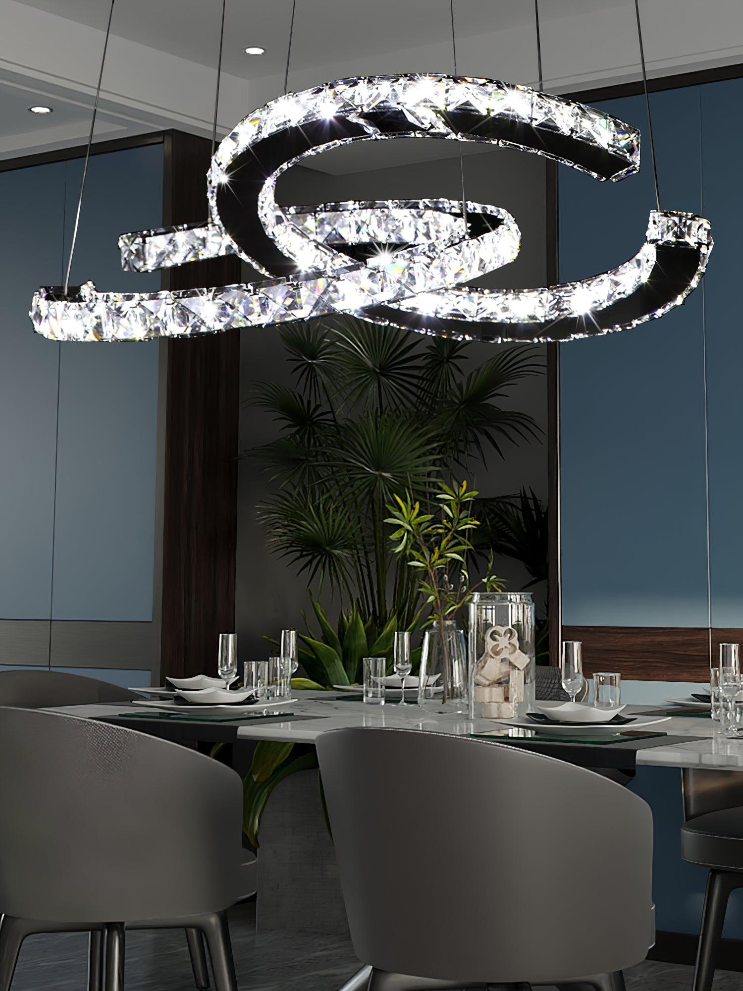 Modern Crystal Double C Chandelier - Letslighting